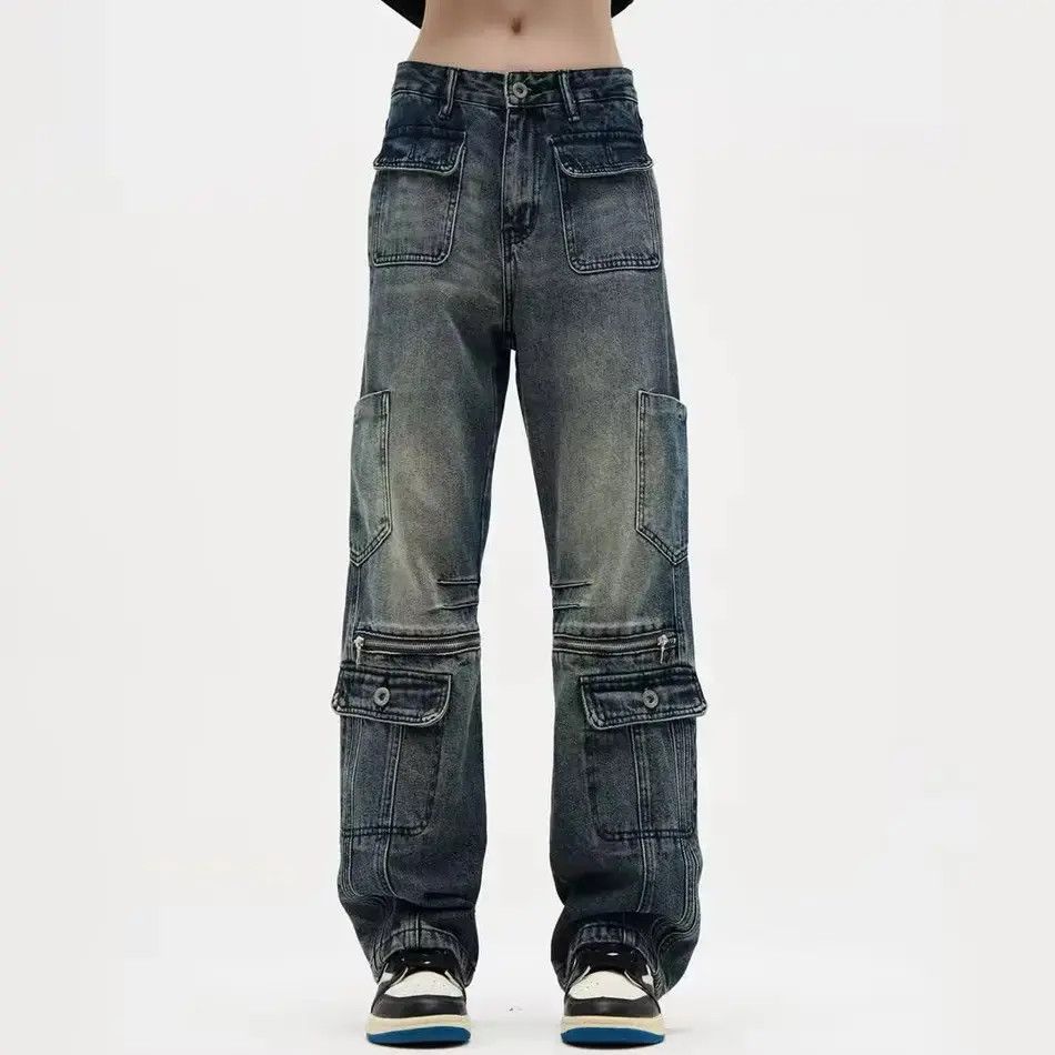 Japanese Brand Retro washed casual pocket straight leg jeans Size US 32 / EU 48 - 3 Thumbnail