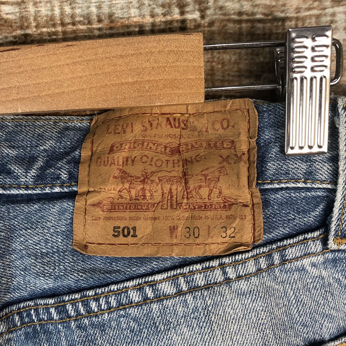 Levi's DLL Levis 501 Ripped distressed faded Blue Denim Pants #C002 Size US 30 / EU 46 - 18 Thumbnail