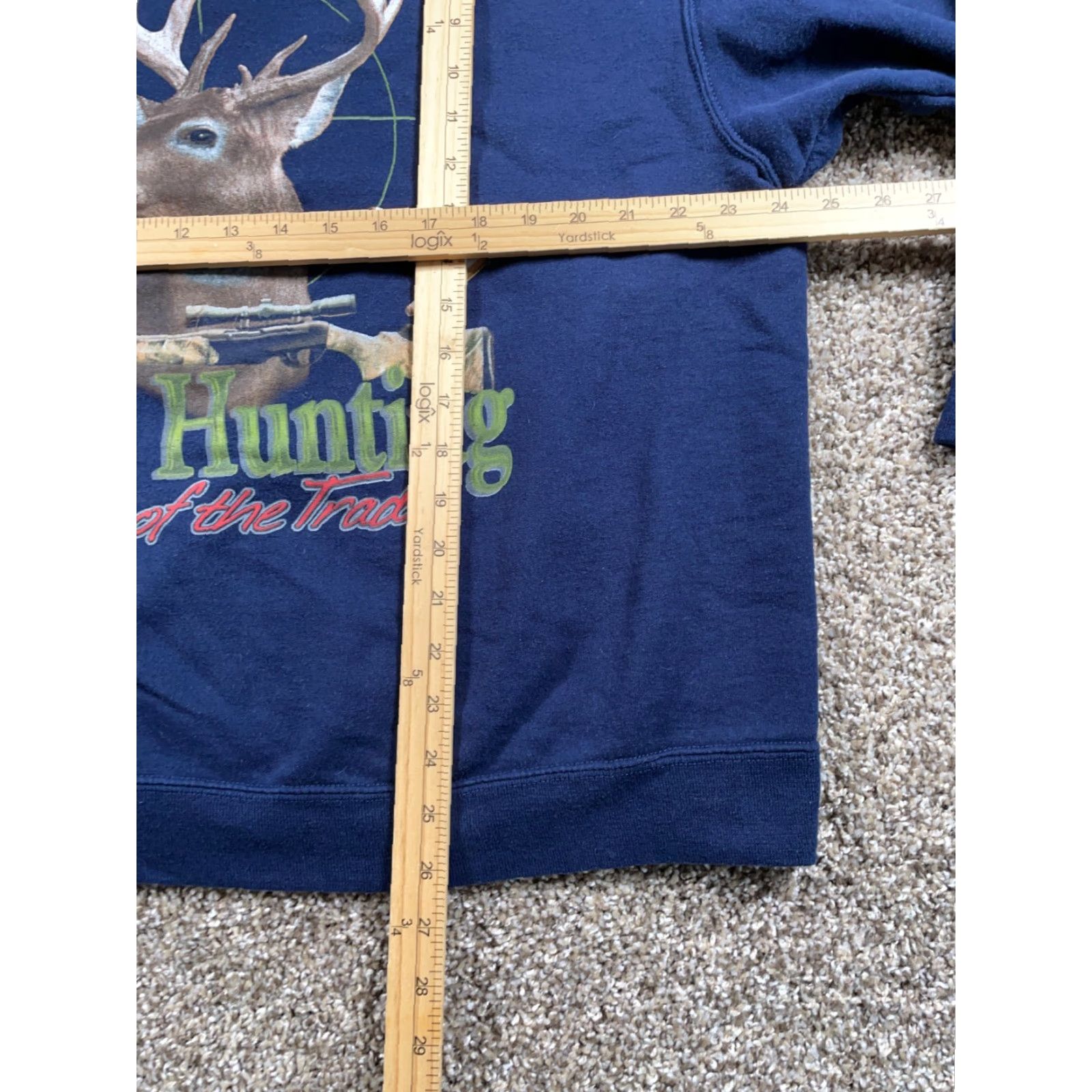 Jerzees JERZEES Sweatshirt Deer Hunting Graphic Print Adult XL Dark Blue 50/50 Cotton Polyester 90s Outdoors Mens Size US XL / EU 56 / 4 - 7 Thumbnail