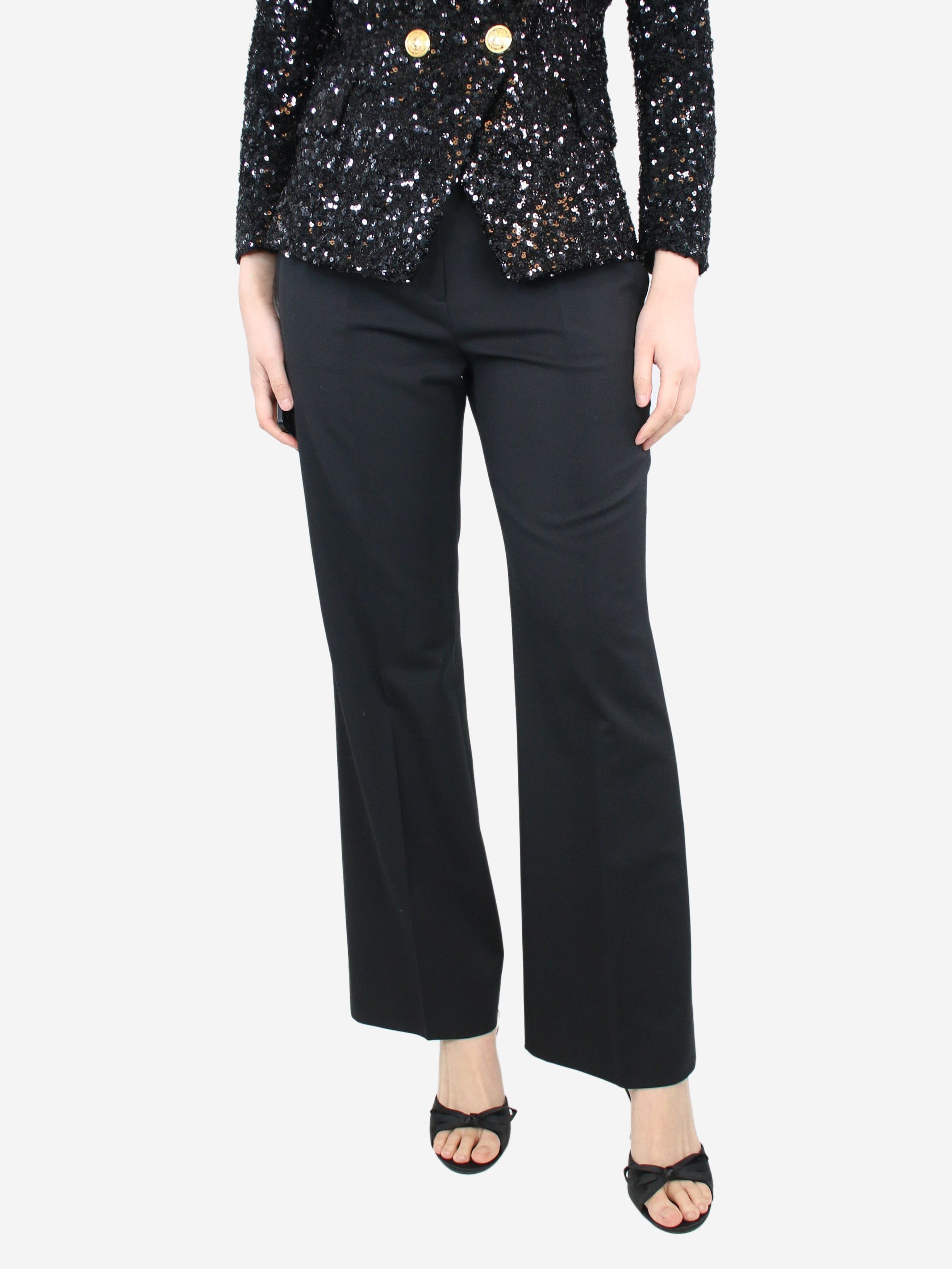 image of Etro Black Straight-Leg Trousers - Size Uk 12, Women's