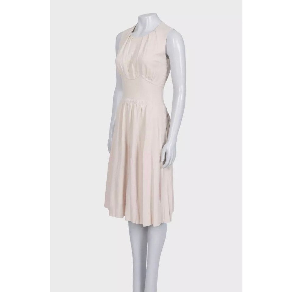 Prada Prada Beige Fitted Wool Sleeveless Dress Size S Size S / US 4 / IT 40 - 2 Thumbnail