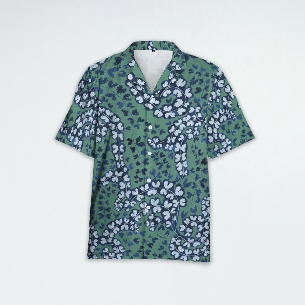 Designer Men's Rateau Print Bowling Shirt | Leaf Pattern Shirt Size US S / EU 44-46 / 1 - 1 Thumbnail