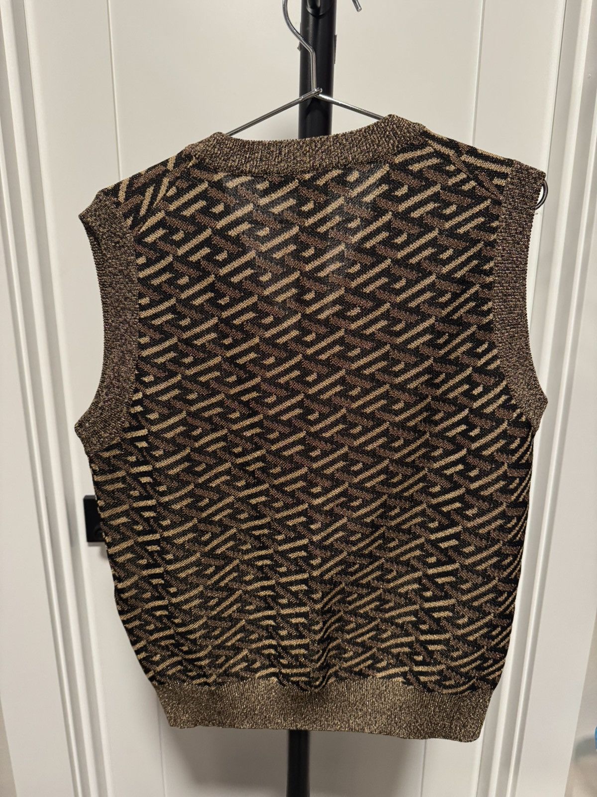 Versace Versace Black & Gold Jacquard Metallic Monogram Vest Size US S / EU 44-46 / 1 - 3 Thumbnail