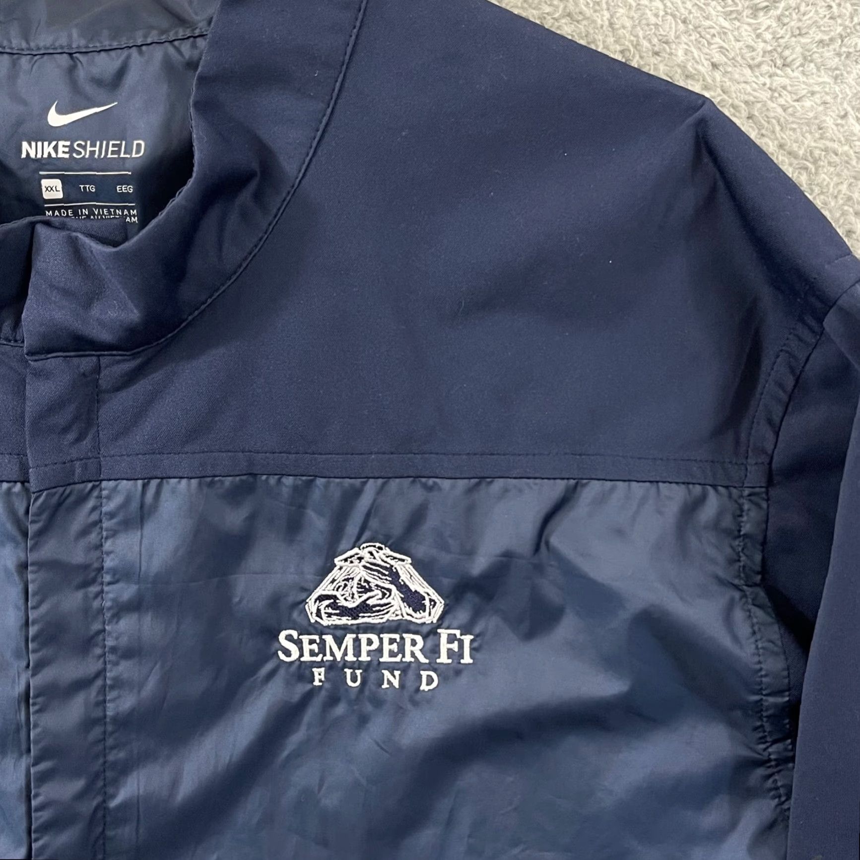 Nike Nike Shield Jacket Mens 2XL Blue Semper Fi Military Sport Zip Active Outdoor Windbreaker Jacket Size US XXL / EU 58 / 5 - 4 Thumbnail