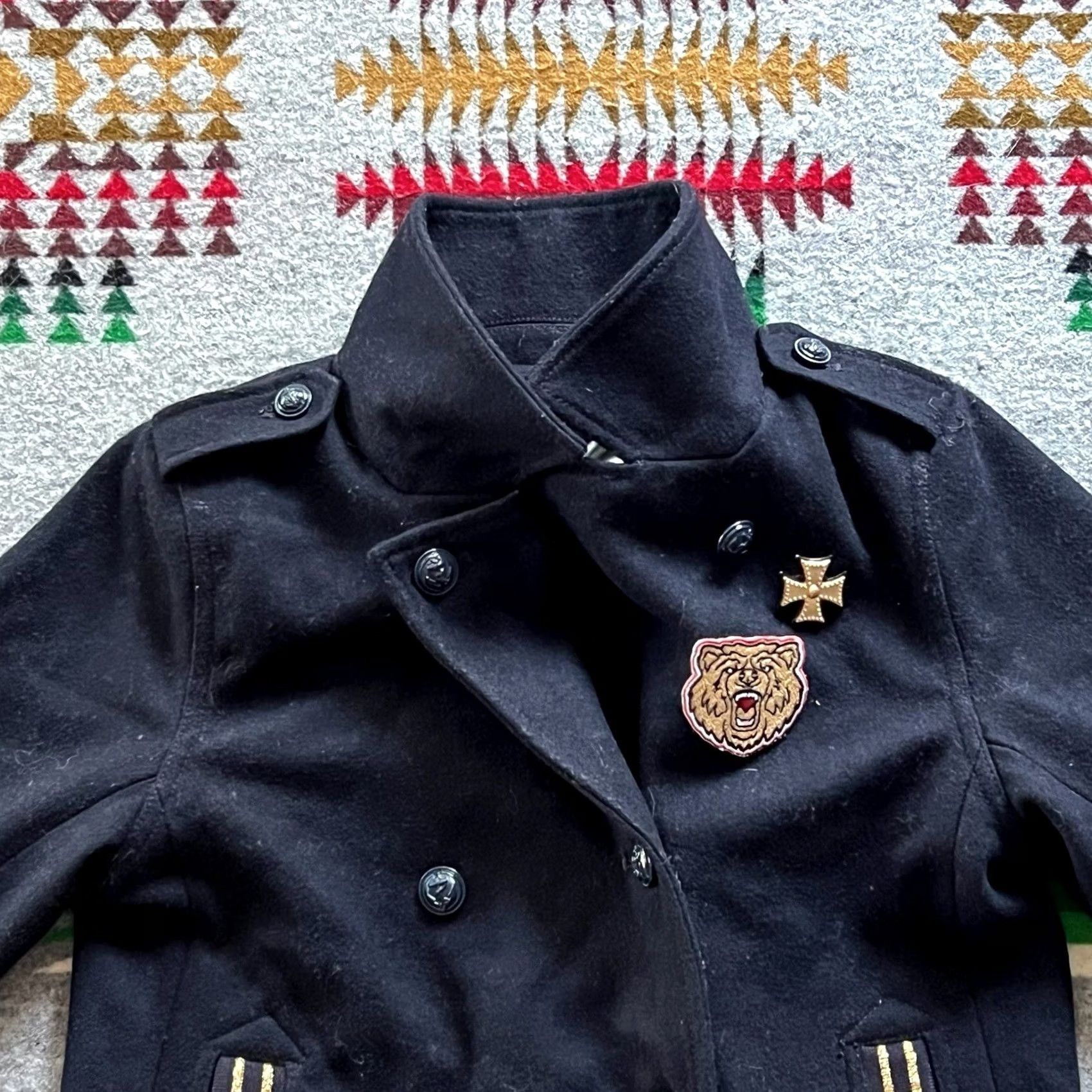 Tommy Hilfiger Tommy Hilfiger Blazer Womens Medium Navy Crest Double Breasted D5 Size M / US 6-8 / IT 42-44 - 7 Thumbnail