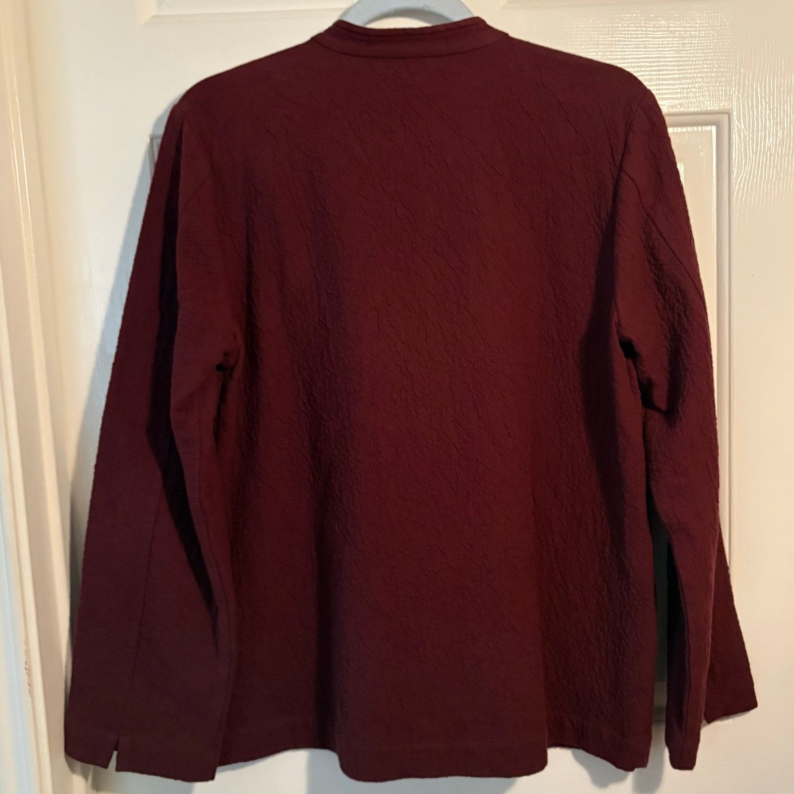 Eileen Fisher Eileen Fisher Organic Cotton Textured Jacket Burgundy Small Size S / US 4 / IT 40 - 5 Thumbnail
