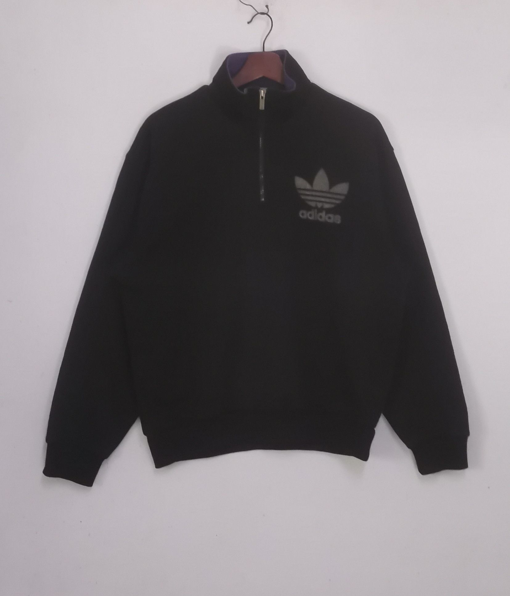Rare vintage Adidas sweatshirt half zipper black colour