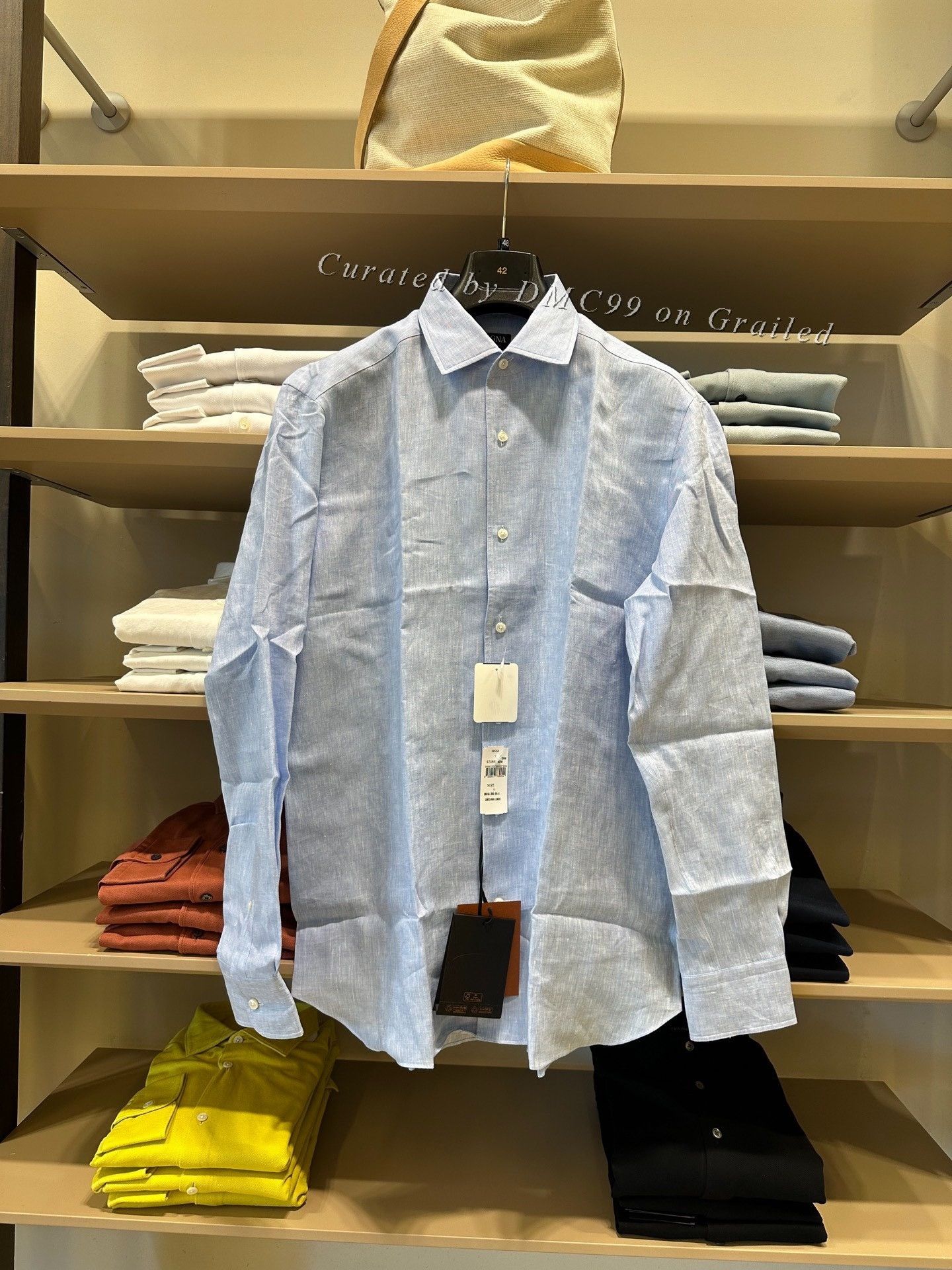 Ermenegildo Zegna Zegna Light Blue Linen Long Sleeve Shirt Size US M / EU 48-50 / 2 - 2 Thumbnail