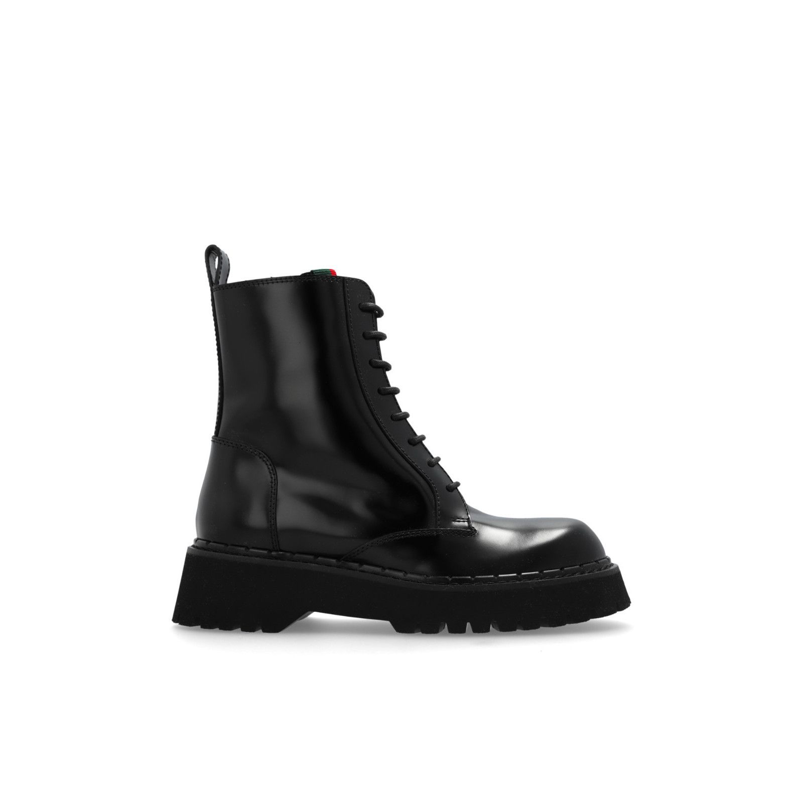 GUCCI Black Leather With Web Ankle Boots New & Authentic (Wo