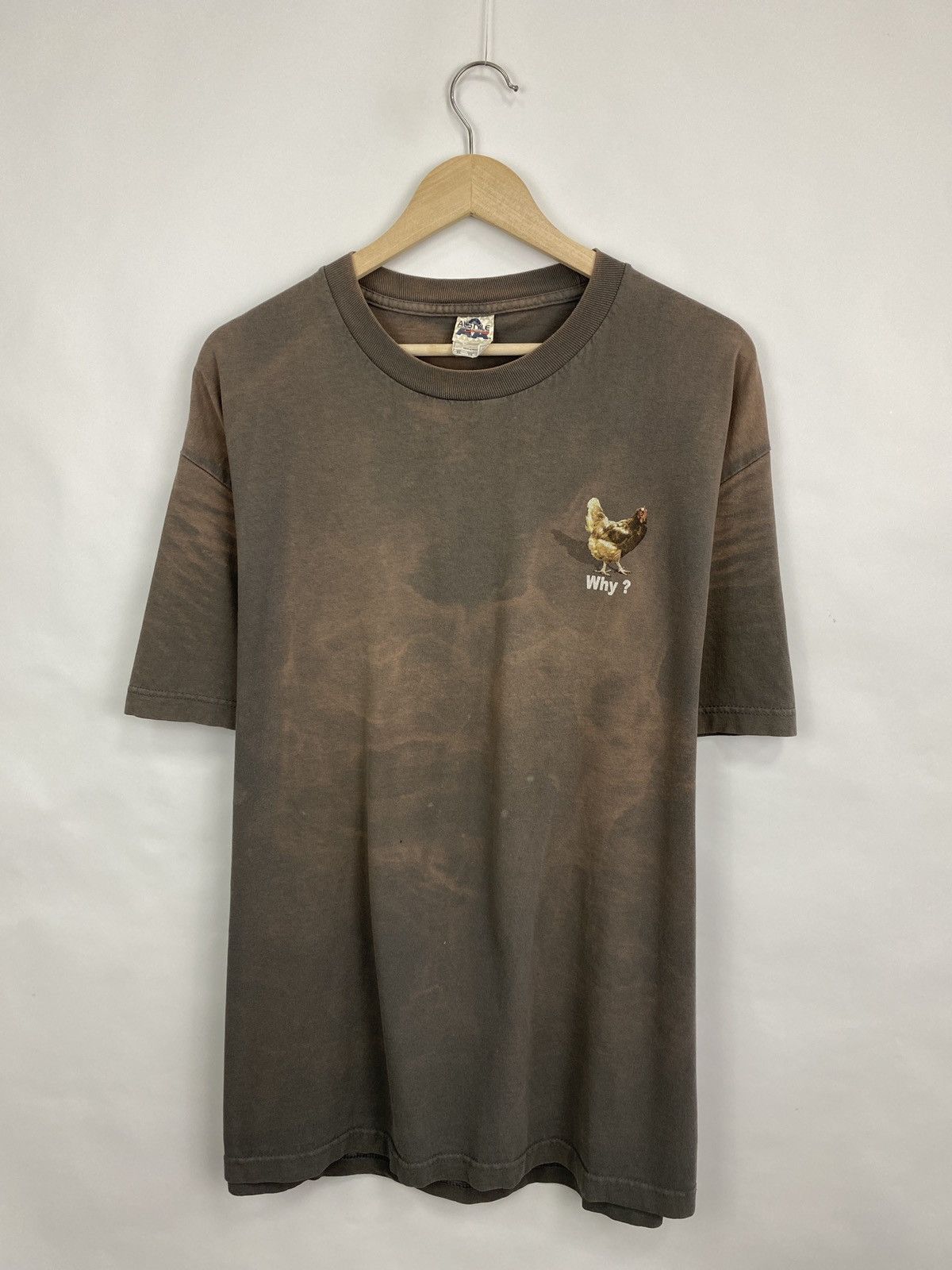 Alstyle 🇺🇸 Vintage Y2K LSD WHY? Cock Cockfighting Humor T-Shirt Rare Size US XL / EU 56 / 4 - 6 Thumbnail
