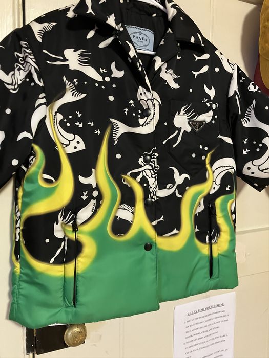 Prada FW18 Mermaid Flame Oversized Padded Shirt | Grailed