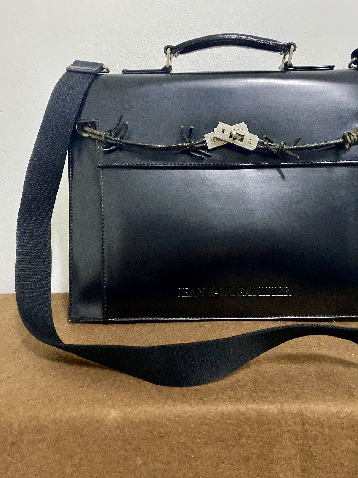 Jean Paul Gaultier Rare 90s JPG Birkin Kelly Leather GothicBriefcase Bag Size ONE SIZE - 5 Thumbnail