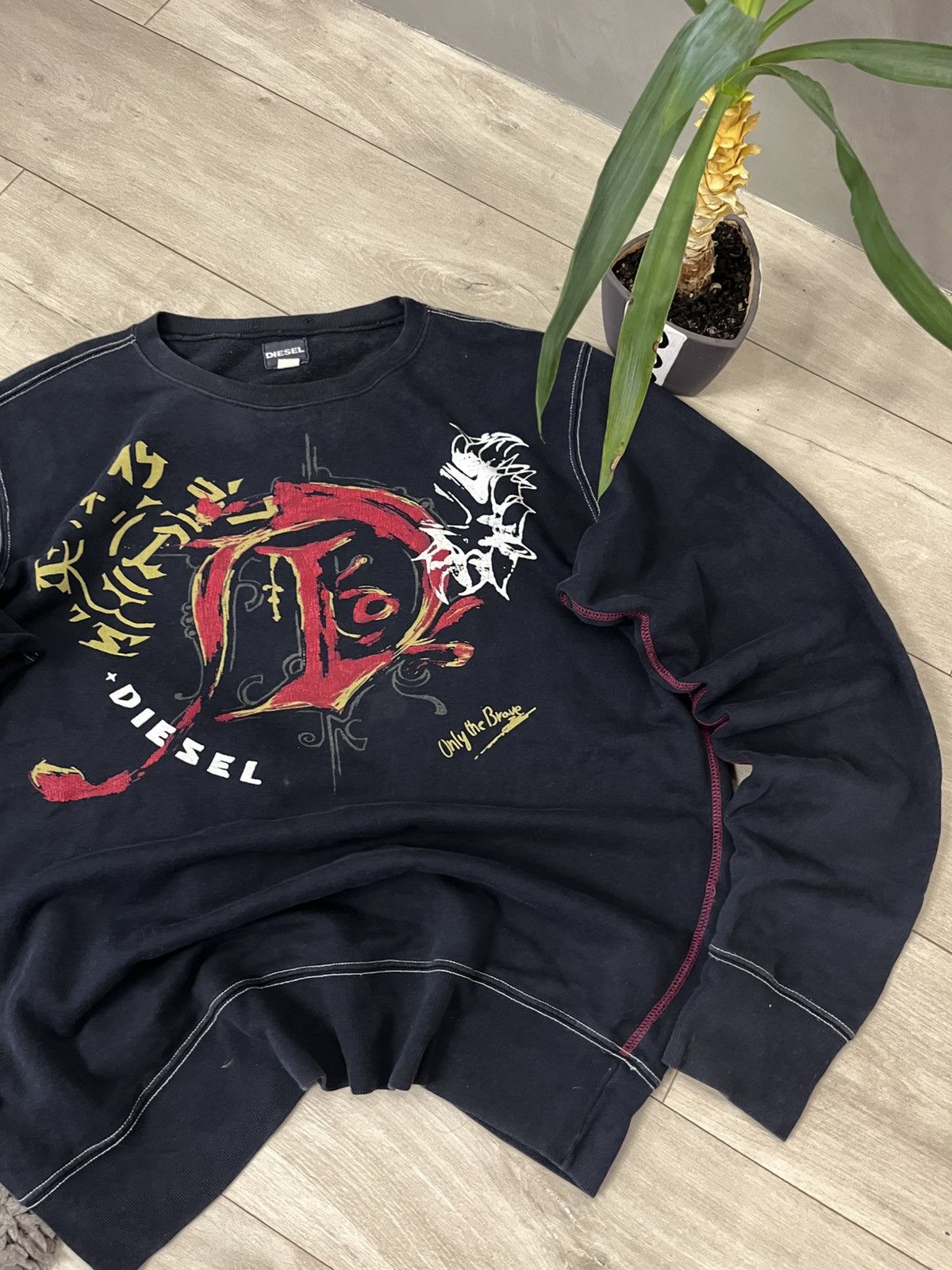 Diesel 🔥00’s Diesel Boxy Washed Big Logo Sweatshirt Creawneck Y2k Size US XXL / EU 58 / 5 - 5 Thumbnail