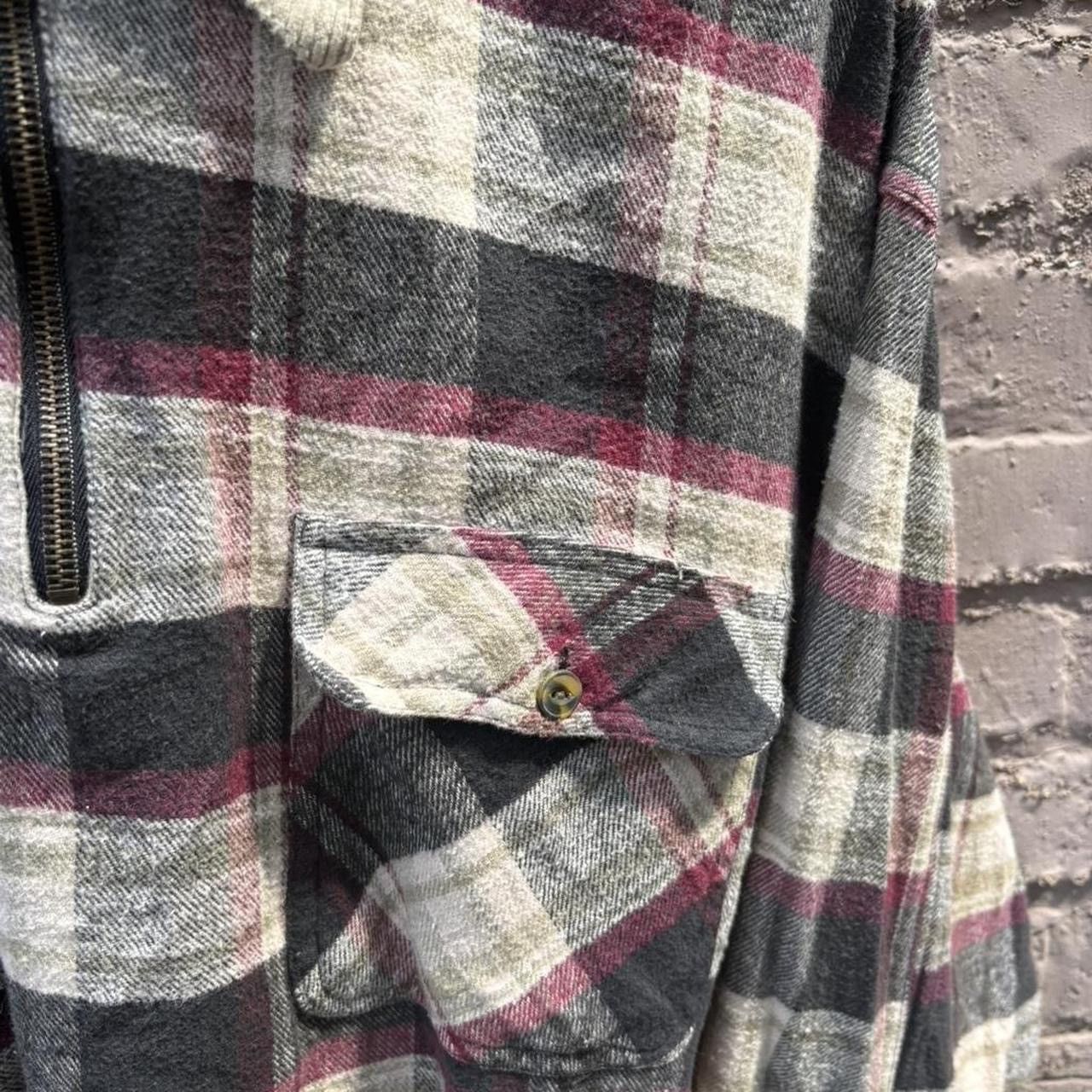Vintage Red Grunge Punk Corduroy Collar Quarter Zip Flannel Shirt Size US L / EU 52-54 / 3 - 4 Thumbnail