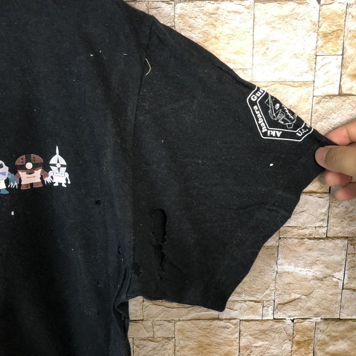 Japanese Brand Ripped distressed Bandai Gundam Cafe Black Tshirt #A493 Size US M / EU 48-50 / 2 - 8 Thumbnail