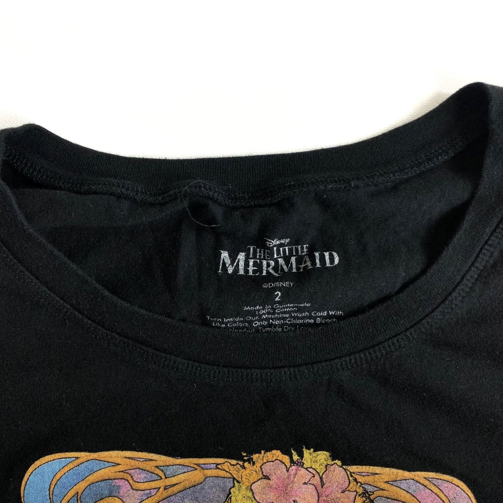 Disney Disney The Little Mermaid Mermaid Adult Tee T-Shirt Womens Size 2 Black Short Sleeve Cotton Graphic Shirt Size XS / US 0-2 / IT 36-38 - 3 Thumbnail