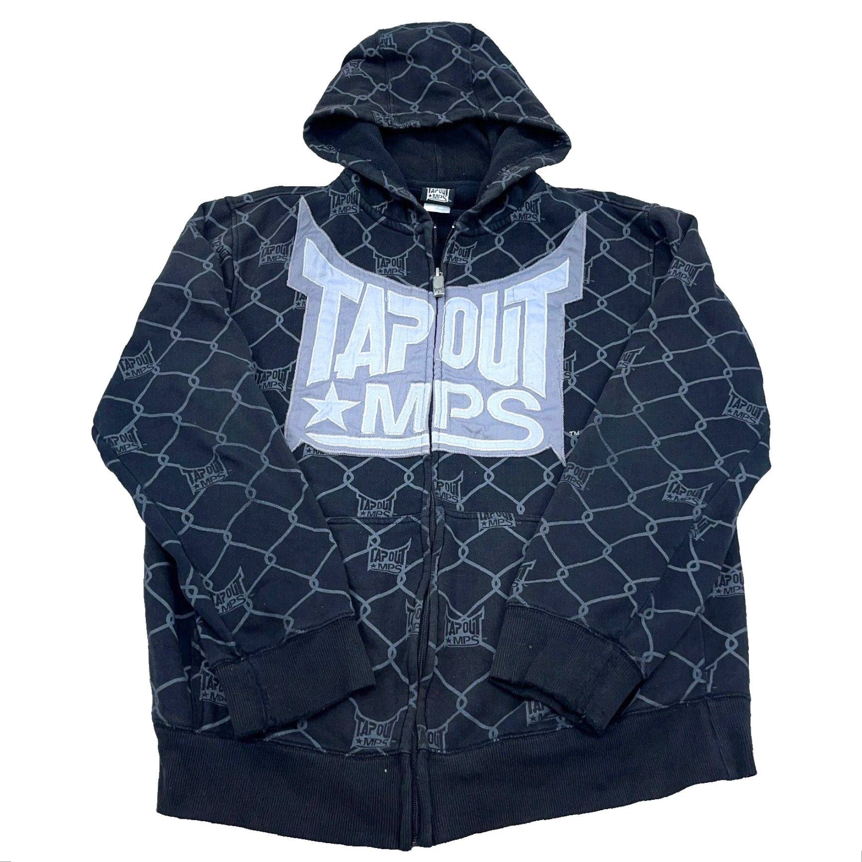 Tapout VINTAGE Tapout Hoodie Men XL Black Full Zip Jacket MMA AOP Cage Print Grunge Shirt Size US XL / EU 56 / 4 - 2 Thumbnail