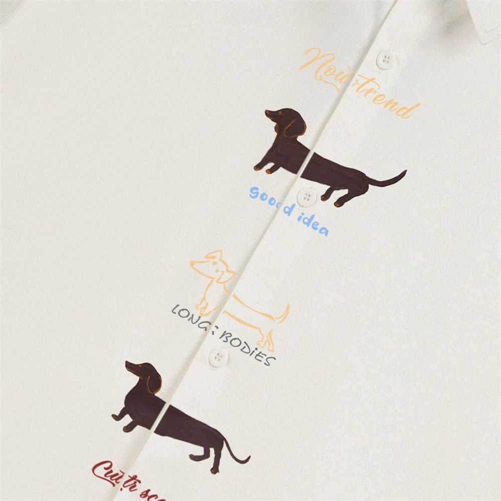 Vintage Casual loose men's street fun sausage puppy print shirt Size US M / EU 48-50 / 2 - 3 Thumbnail