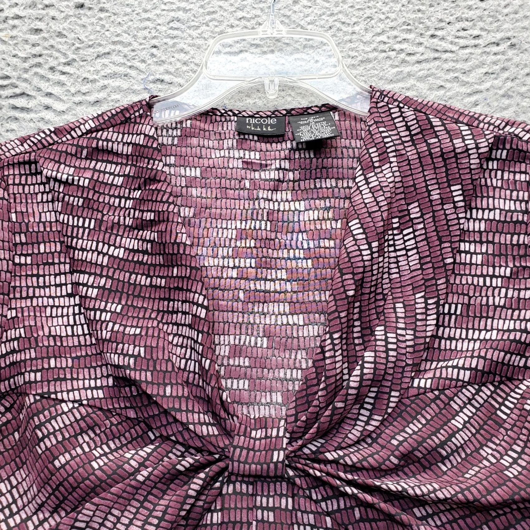 Nicole Miller Nicole Miller Blouse Womens 14 Multicolor Geometric Cap Sleeve V Neck Bow Top Size XL / US 12-14 / IT 48-50 - 7 Thumbnail