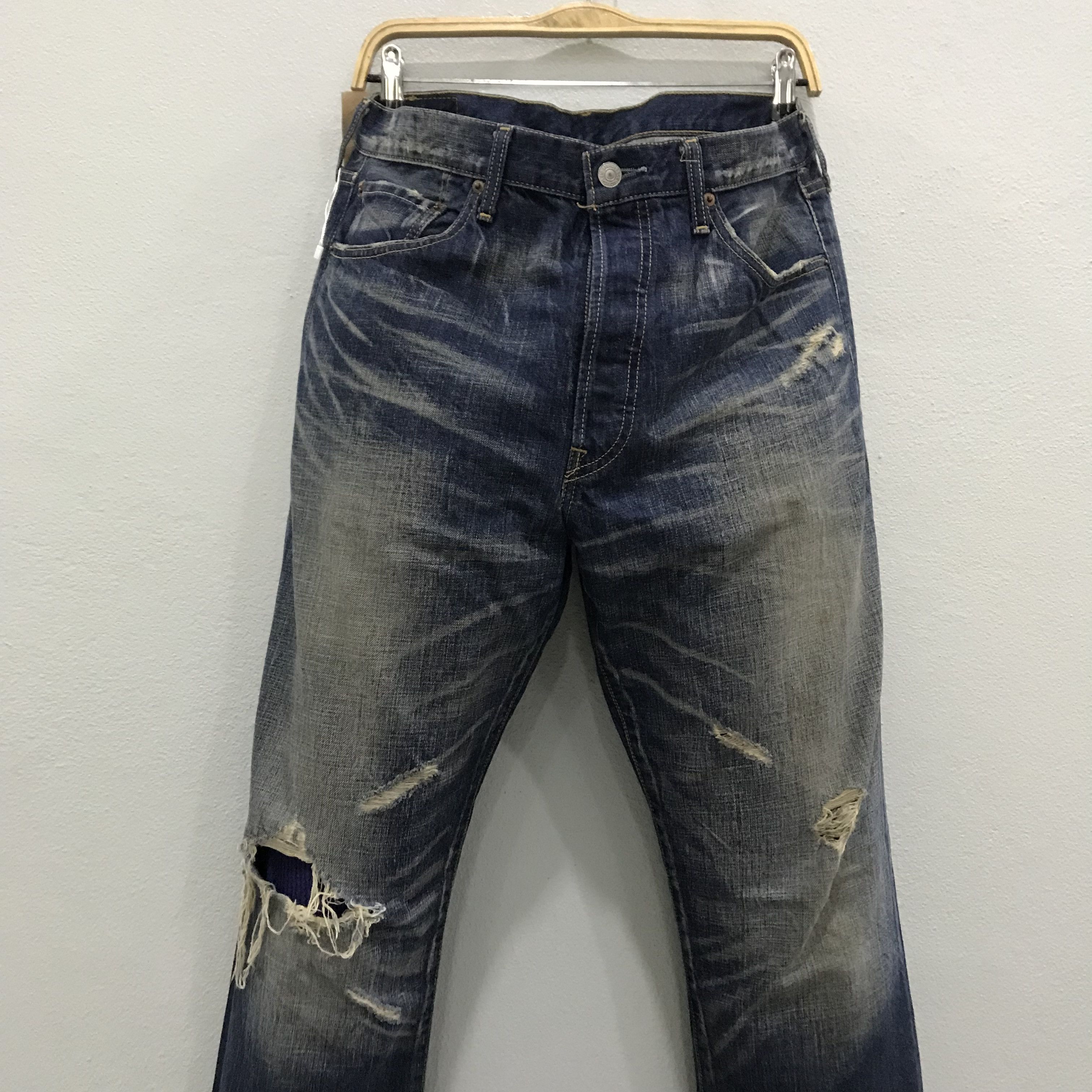 Levi's Vintage 90s Levi's 501 Distressed Faded Blue Stone Washed Size US 34 / EU 50 - 3 Thumbnail
