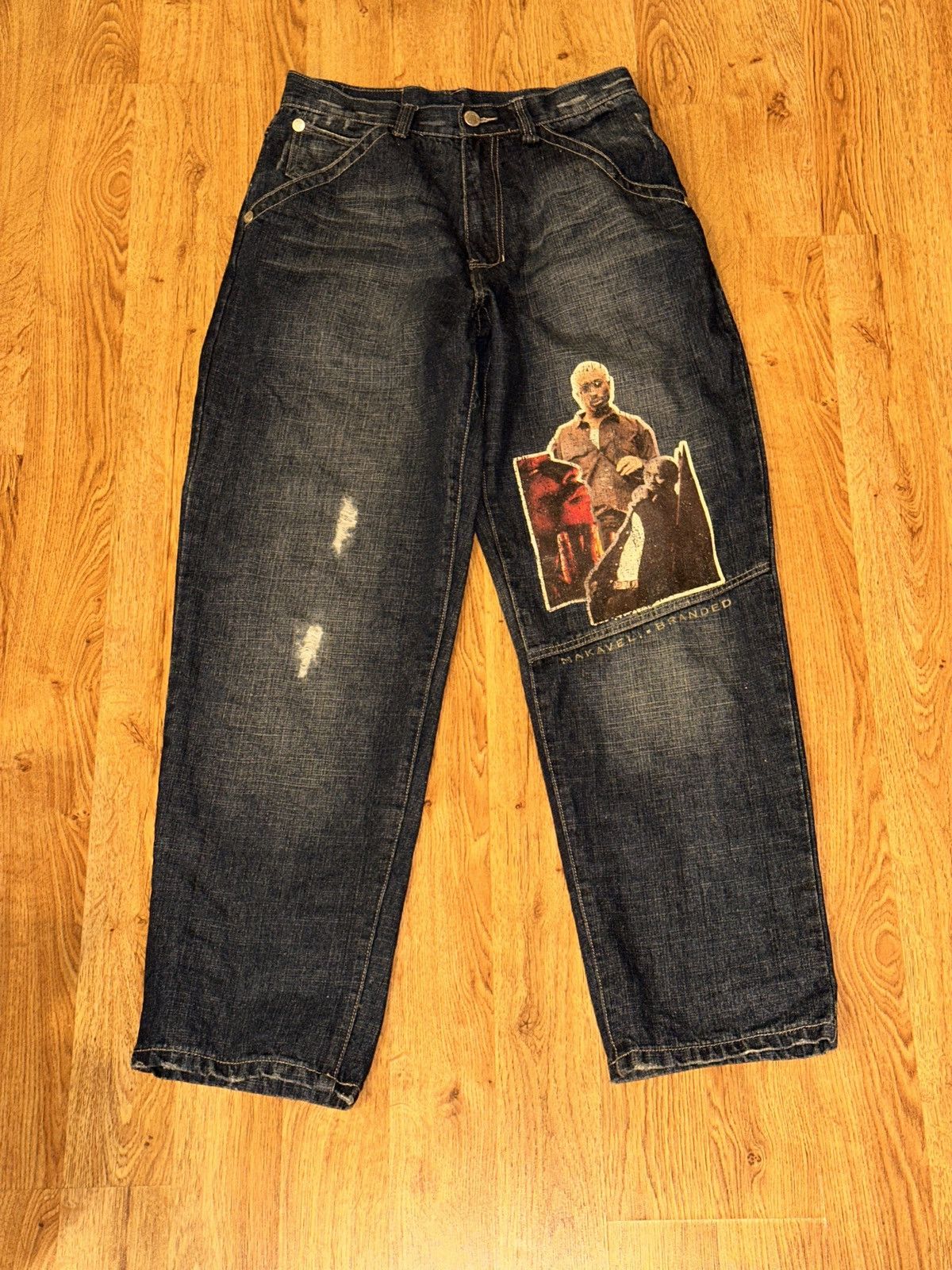 Makaveli Y2K Vtg MAKAVELI Branded 2Pac Tupac Screenprint Baggy Jeans Size US 32 / EU 48 - 10 Thumbnail