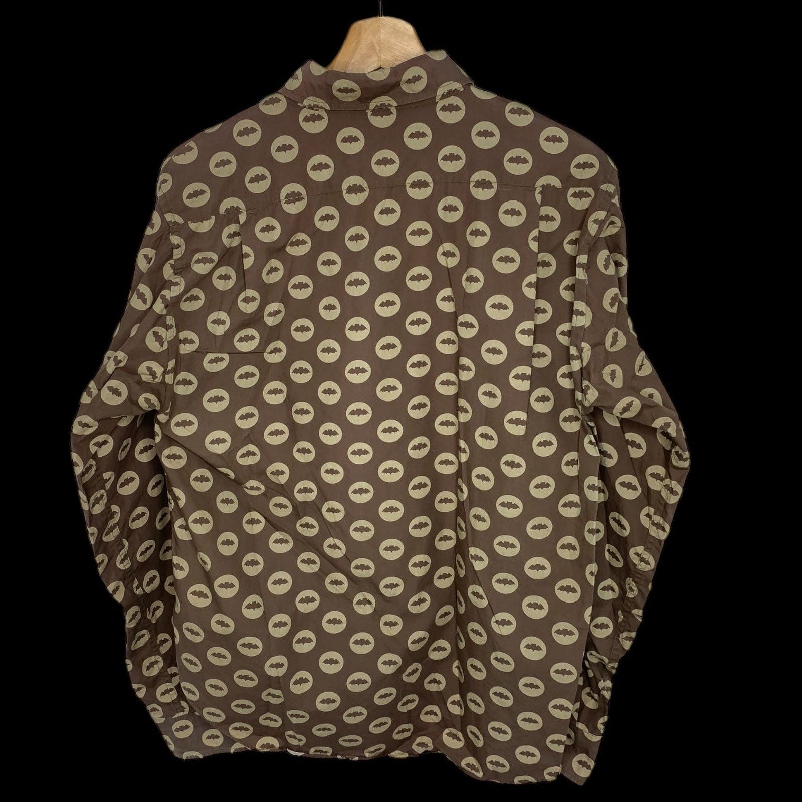 Bape OG Bat Print Long Sleeve Button-Down Shirt (Brown) Size US M / EU 48-50 / 2 - 2 Thumbnail