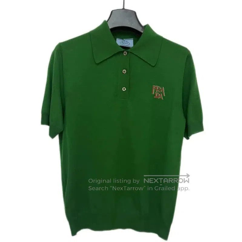 Prada Prada Green Wool Logo Short Sleeve Knit Top. Size M / US 6-8 / IT 42-44 - 1 Thumbnail