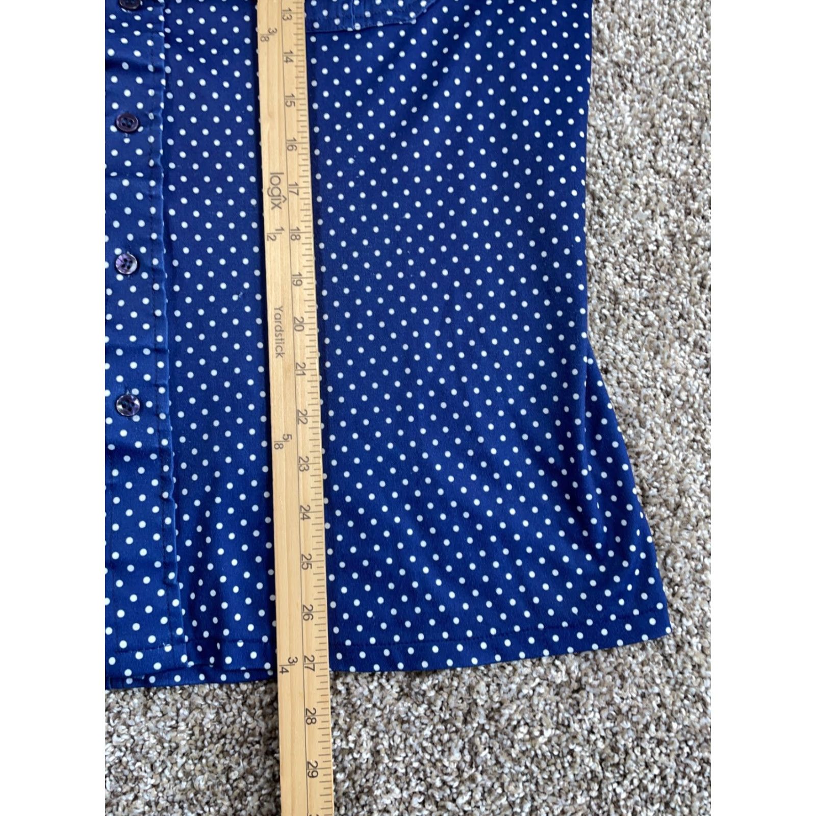 Vintage Vintage Big Collar Dot Pattern Short Sleeve Shirt Adult Large (XL Tag) Dark Blue Stretch Size US L / EU 52-54 / 3 - 7 Thumbnail