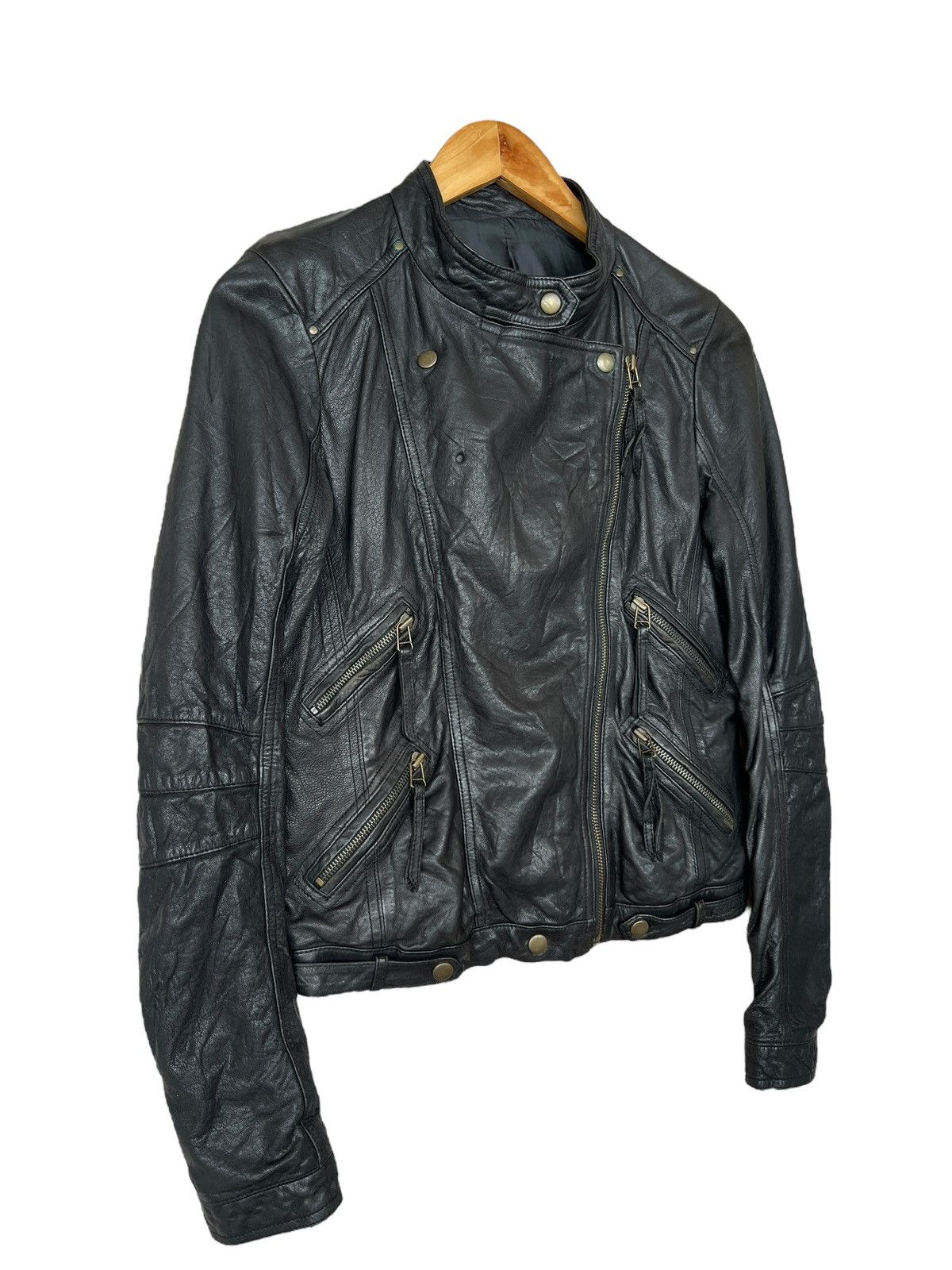 Sheep Leather Multizip Gothic Black Leather Racing Jacket