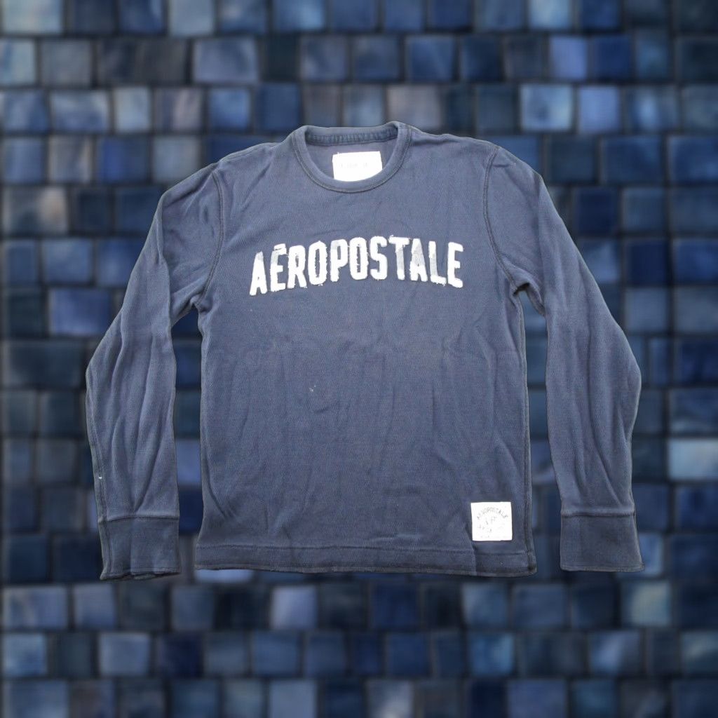 Aeropostale VINTAGE Aeropostale Y2K Navy Blue Shirt Waffle Knit Thermal Long Sleeve XL Skater Size US XL / EU 56 / 4 - 1 Thumbnail