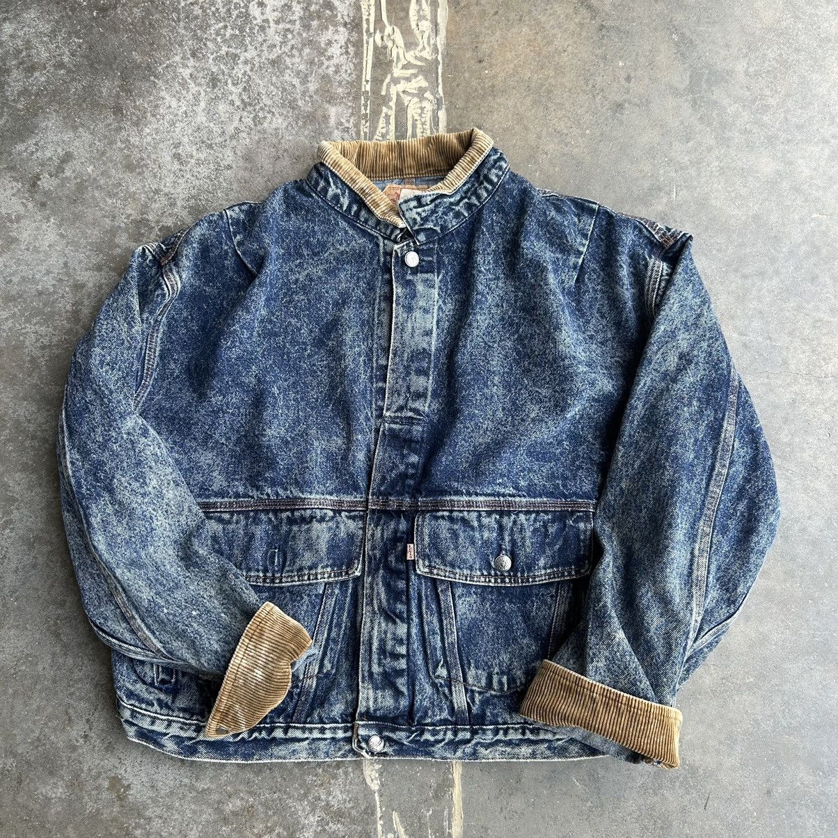 image of Vintage 80's Levis Acid Wash Buckle Back Jean Jacket, Men's (Size XL)