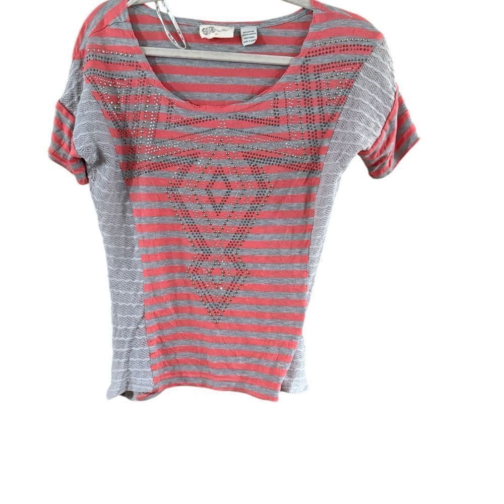 Other Miss me, size, medium, peach and gray short sleeve blouse Size M / US 6-8 / IT 42-44 - 1 Thumbnail
