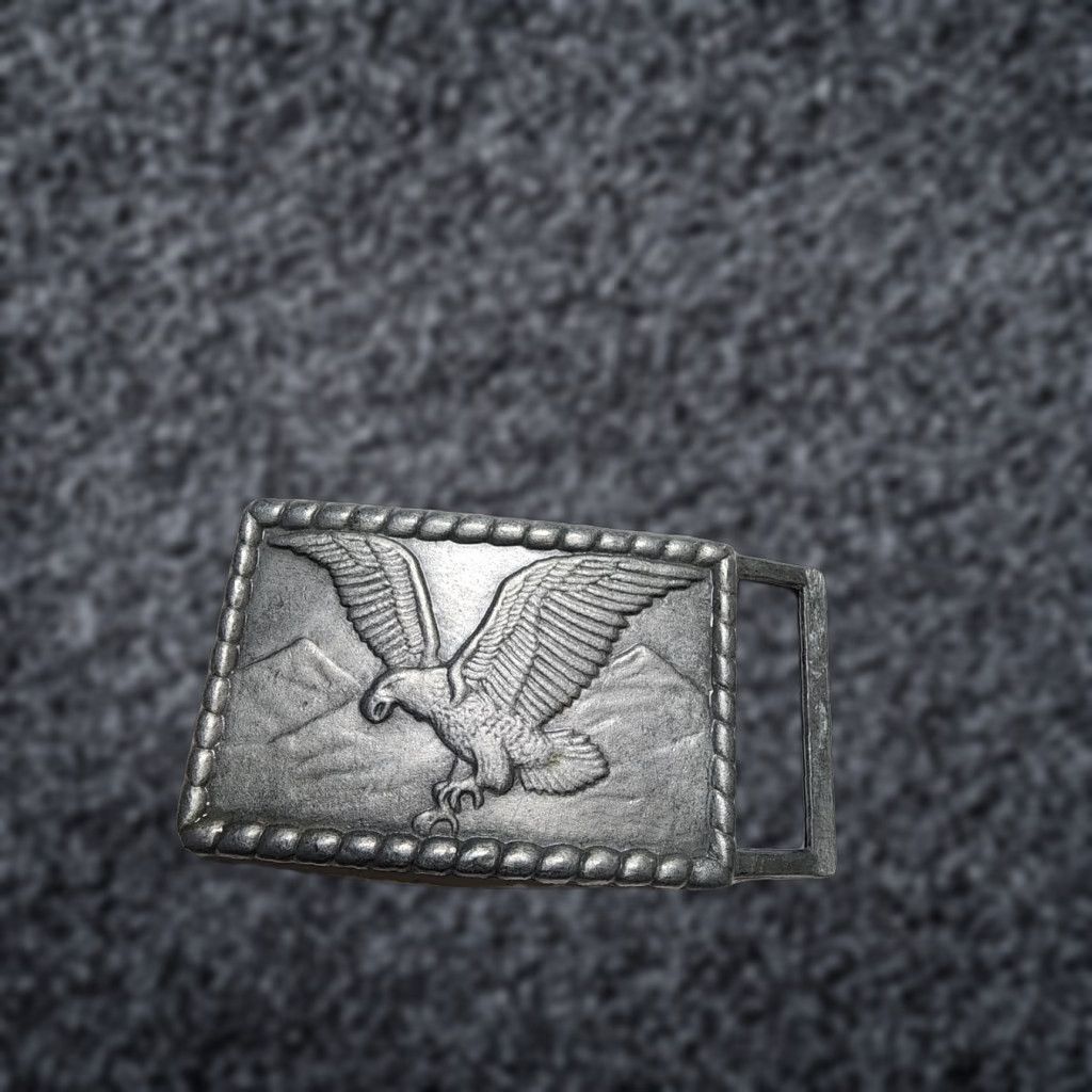 Vintage VINTAGE American Eagle Silvertone Belt Buckle Embossed Rope Western 3D USA Cowboy Mens Belt Buckle Size ONE SIZE - 1 Thumbnail