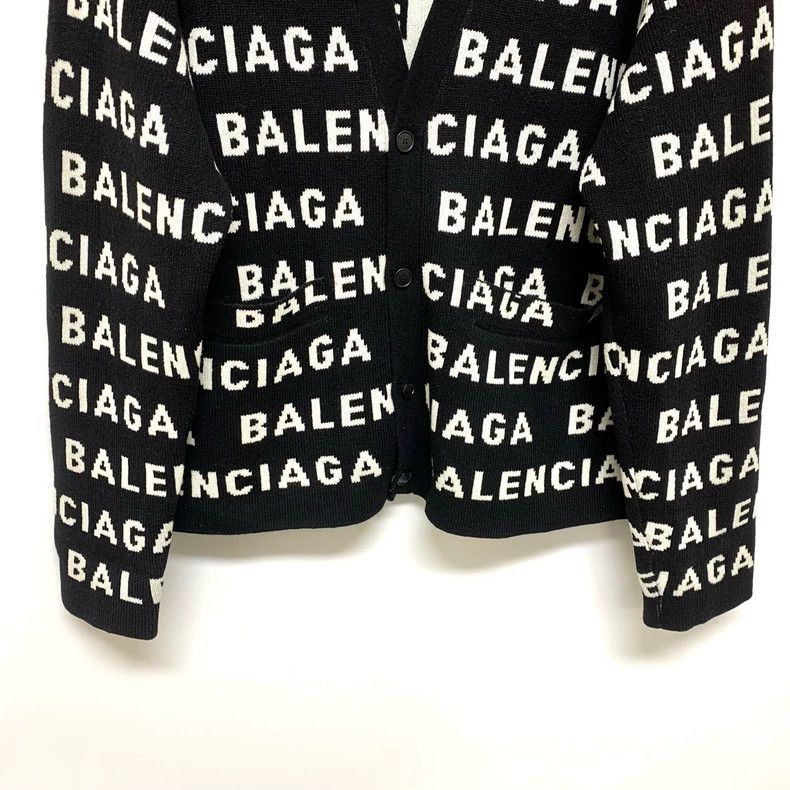 Balenciaga Balenciaga Black full-print logo knit cardigan sweater 2503 Size US M / EU 48-50 / 2 - 6 Thumbnail
