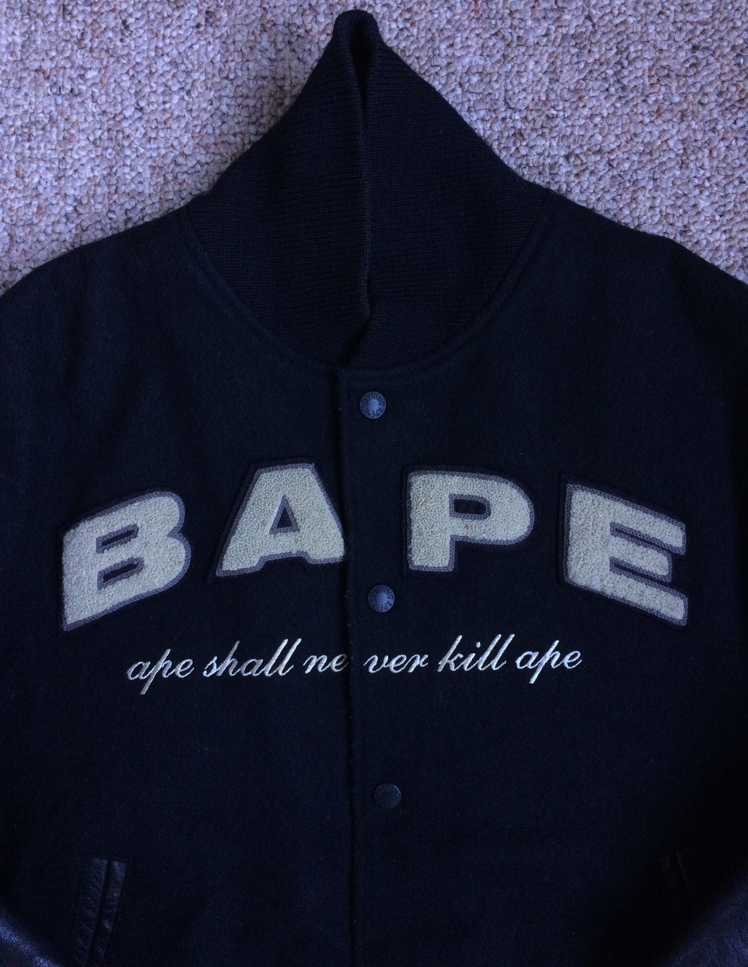 Bape 2002 Bape General Wool Leather Bomber Jacket Size US M / EU 48-50 / 2 - 6 Thumbnail