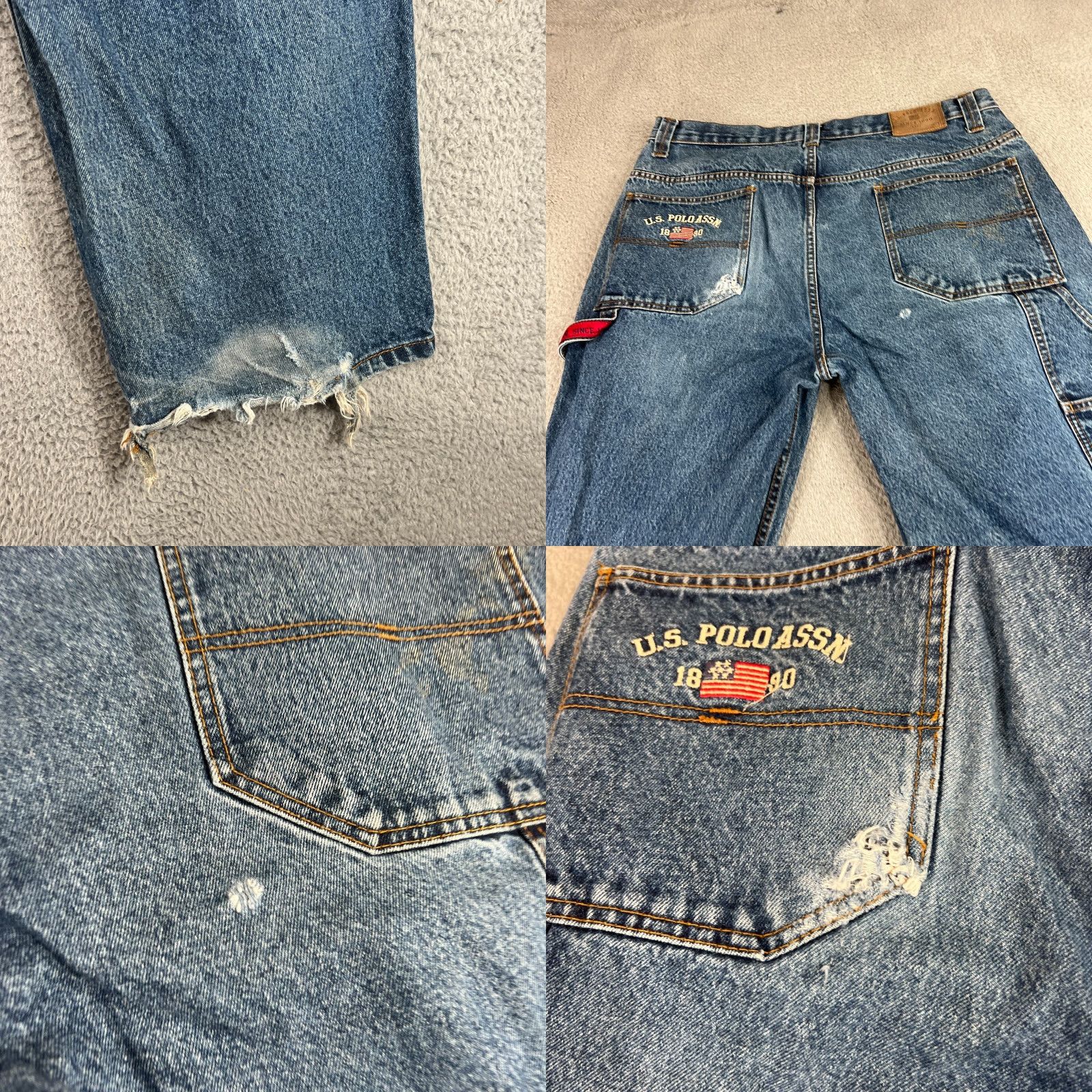 Vintage VTG US Polo Assn Jeans 38x30 Carpenter Wide Leg Baggy Distressed Men Jeans 90s Logo Retro Hip Hop Workwear Blue Denim Short Description Not Included Size US M / EU 48-50 / 2 - 10 Thumbnail
