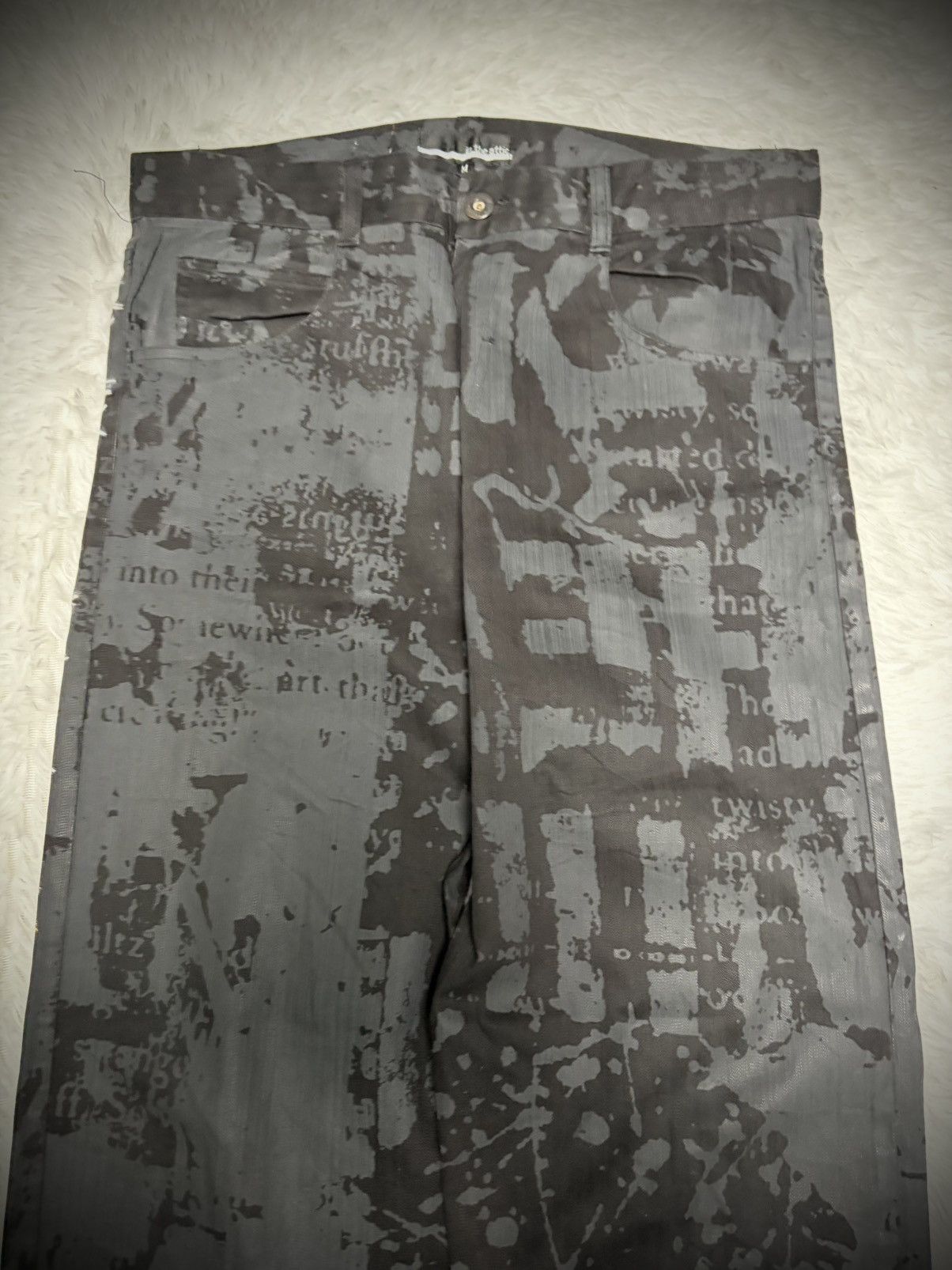 Tornado Mart Rare In The Attic Japan skull poem waxed jeans overprint Size US 30 / EU 46 - 3 Thumbnail