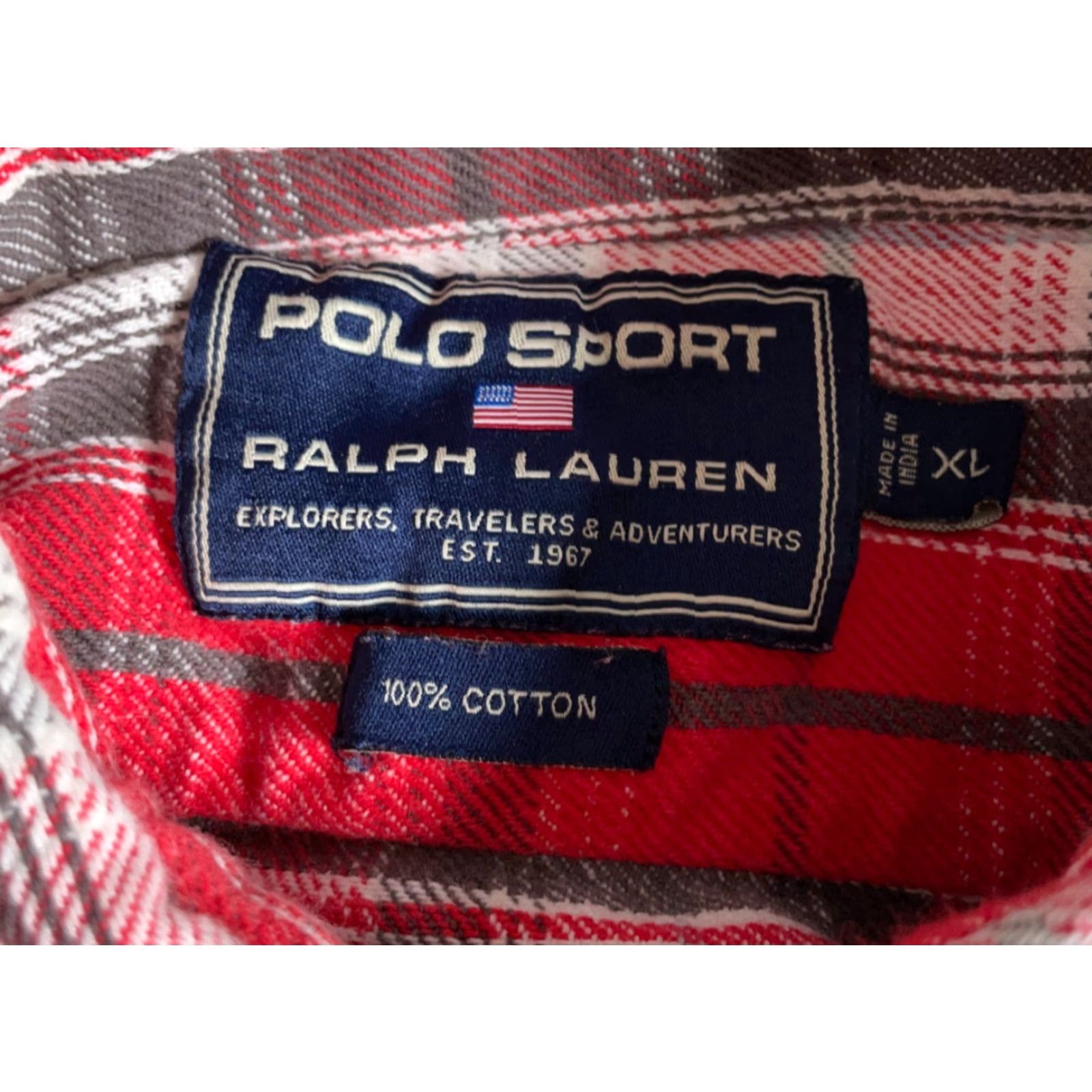 Vintage Polo Sport Shirt Men's XL Red Plaid Flannel Cotton Button-Up Grunge Preppy Size US XL / EU 56 / 4 - 3 Thumbnail