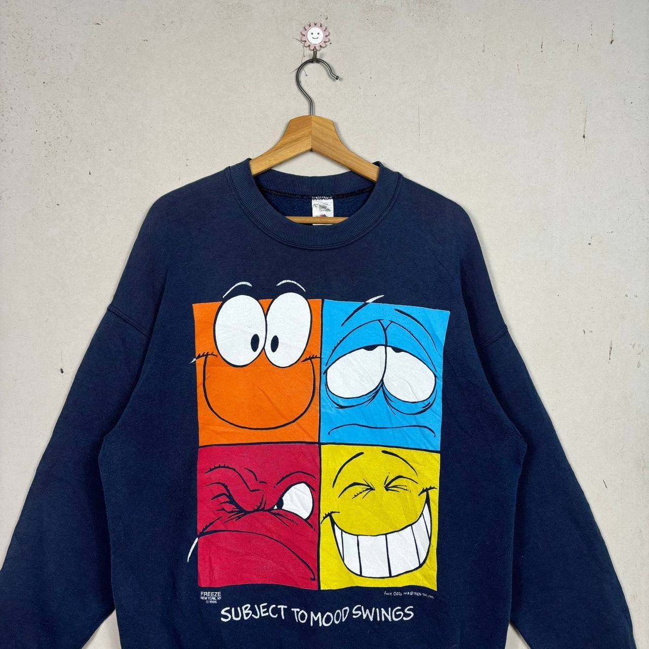 Fruit Of The Loom Vintage 1996 Freeze "Mood Swings" Smiley Sweatshirt Large Size US L / EU 52-54 / 3 - 3 Thumbnail