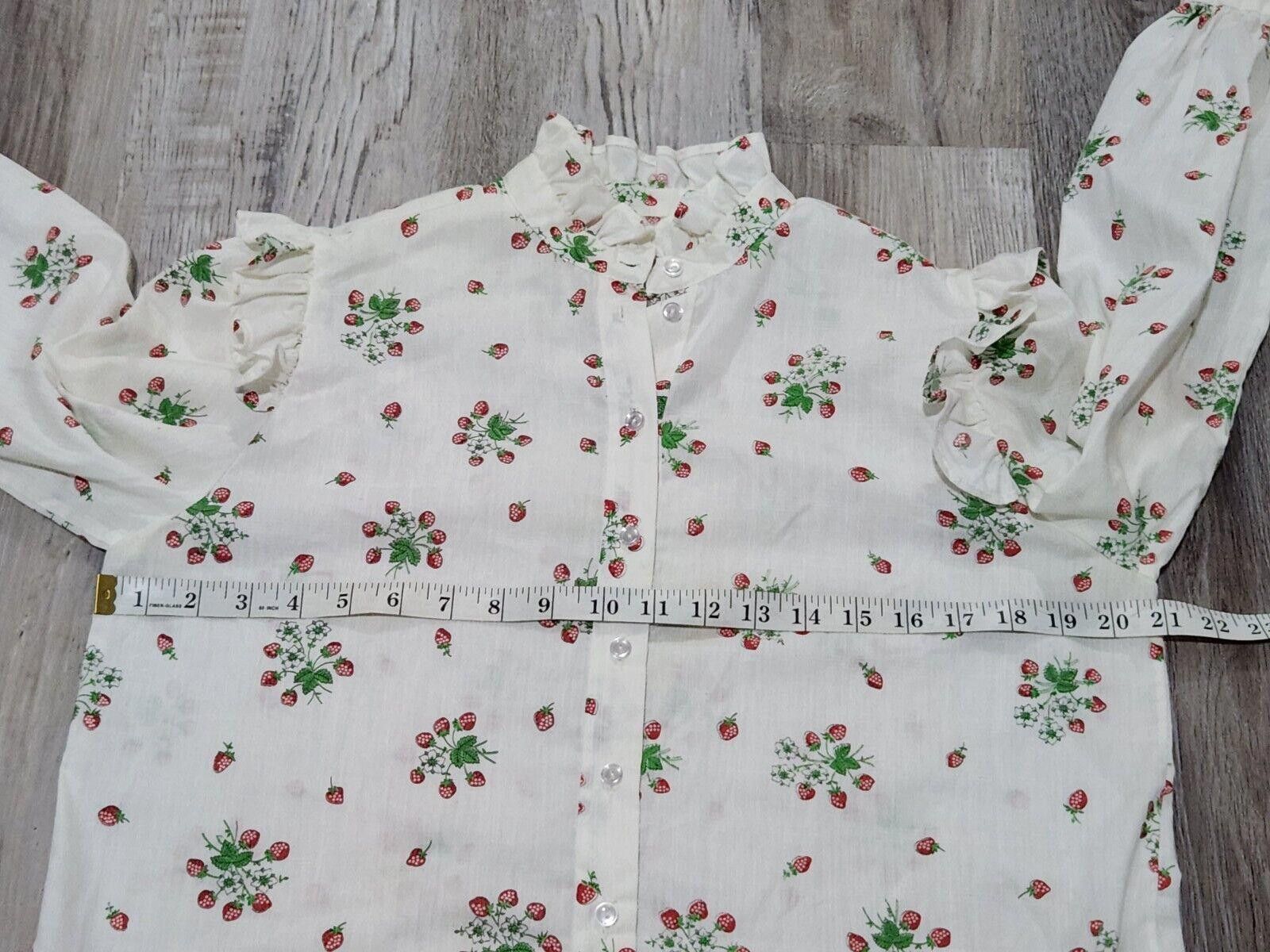 Handmade Vintage Smocked Shirt Strawberry Print 70s Large Cottage Size L / US 10 / IT 46 - 6 Thumbnail