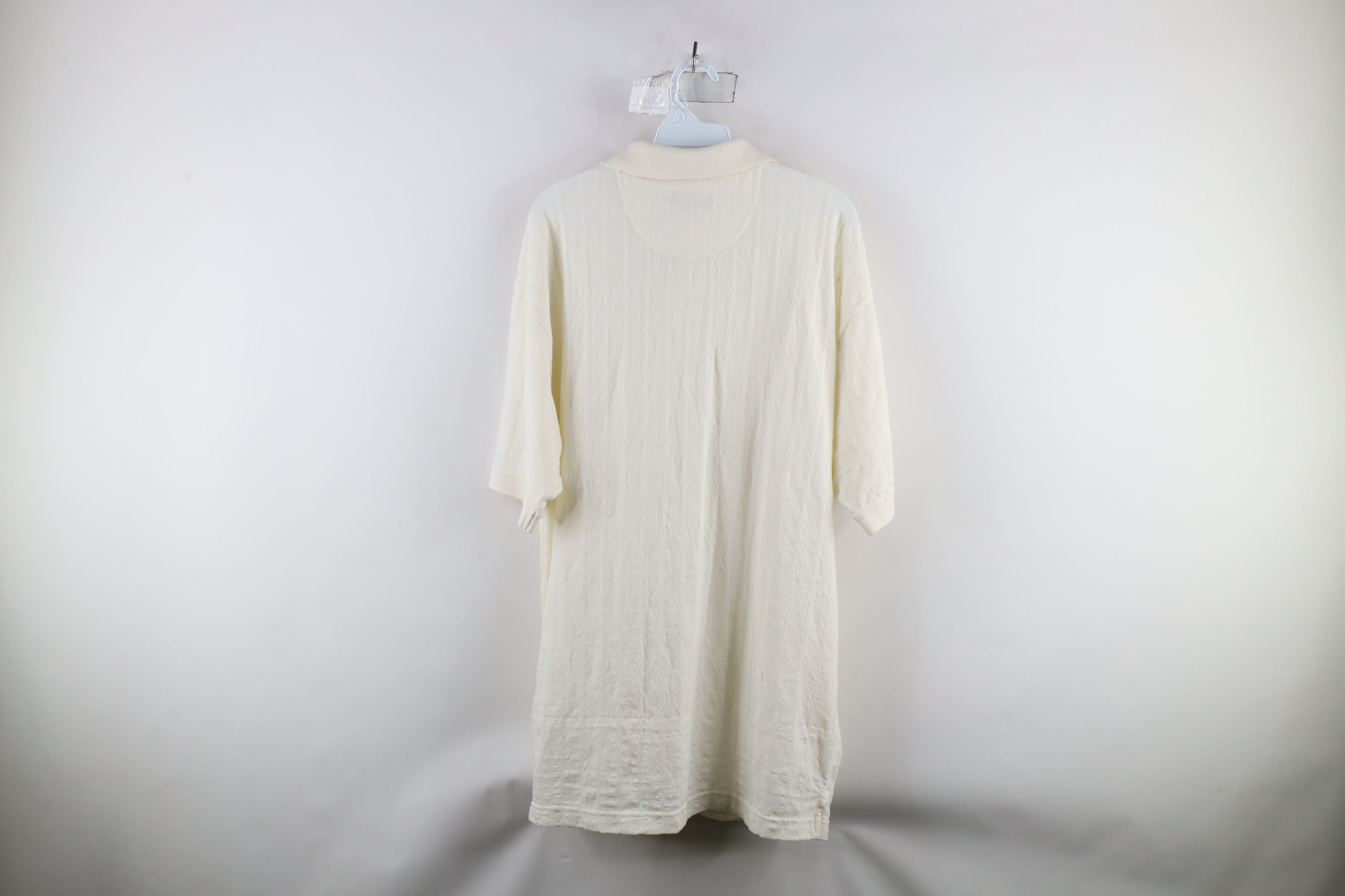 Vintage Vintage 90s Streetwear Ribbed Knit Collared Golf Polo White Size US L / EU 52-54 / 3 - 6 Thumbnail
