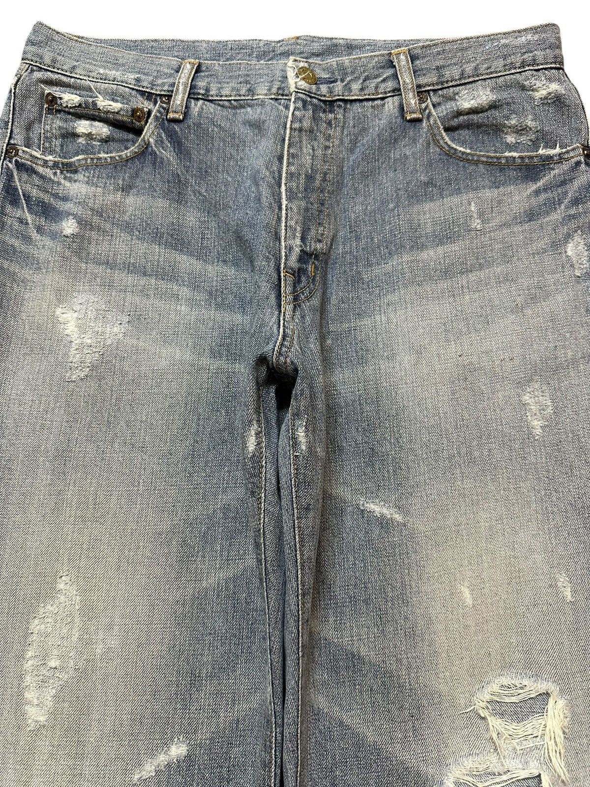 Junya Watanabe Vintage Japanese Brand Blue Faded Wash Distress Loose Jeans Size US 32 / EU 48 - 3 Thumbnail