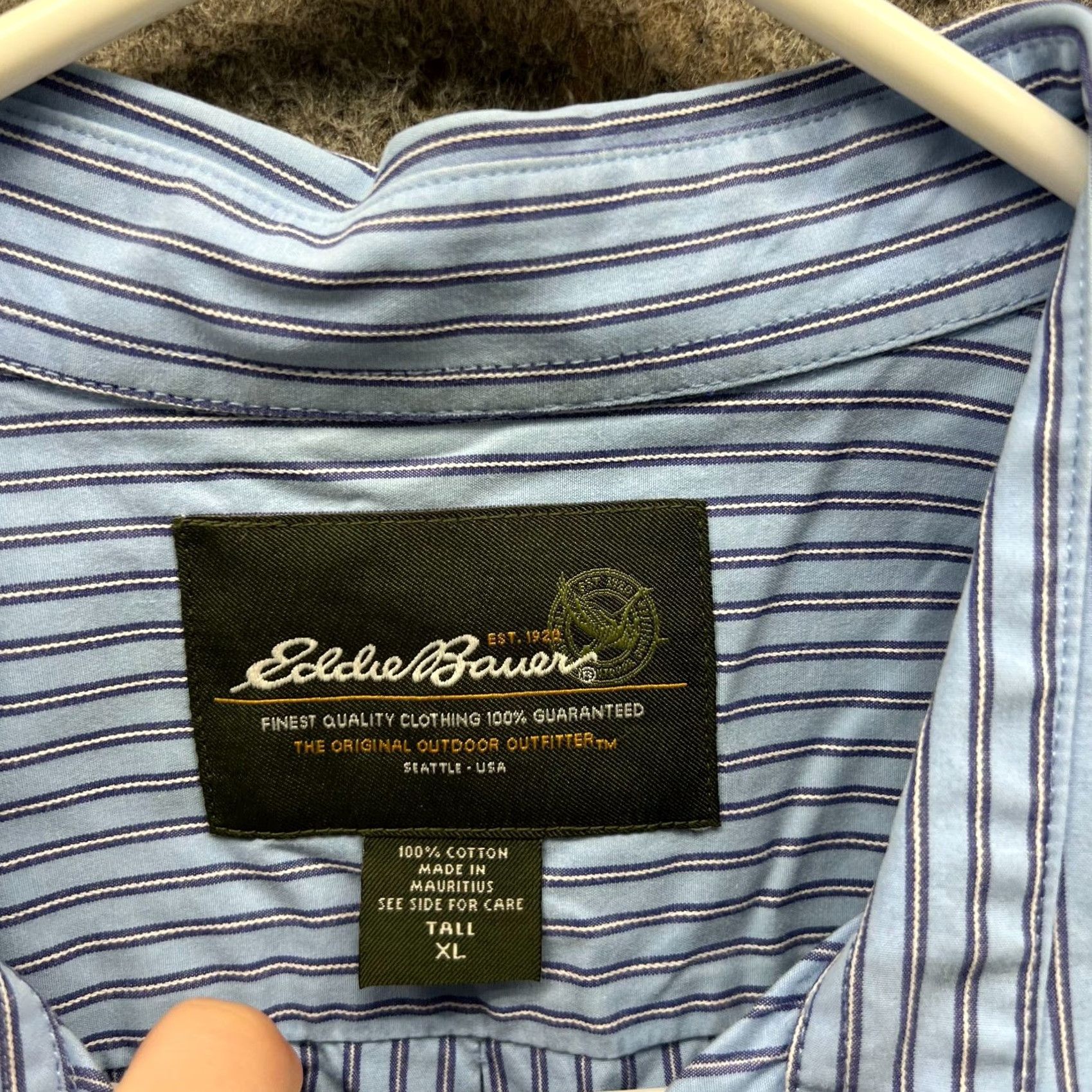 Eddie Bauer VINTAGE Eddie Bauer Shirt Men XLT Blue Striped Button-Down Collared Long Sleeve Casual/Business/Workwear Size US XL / EU 56 / 4 - 5 Thumbnail