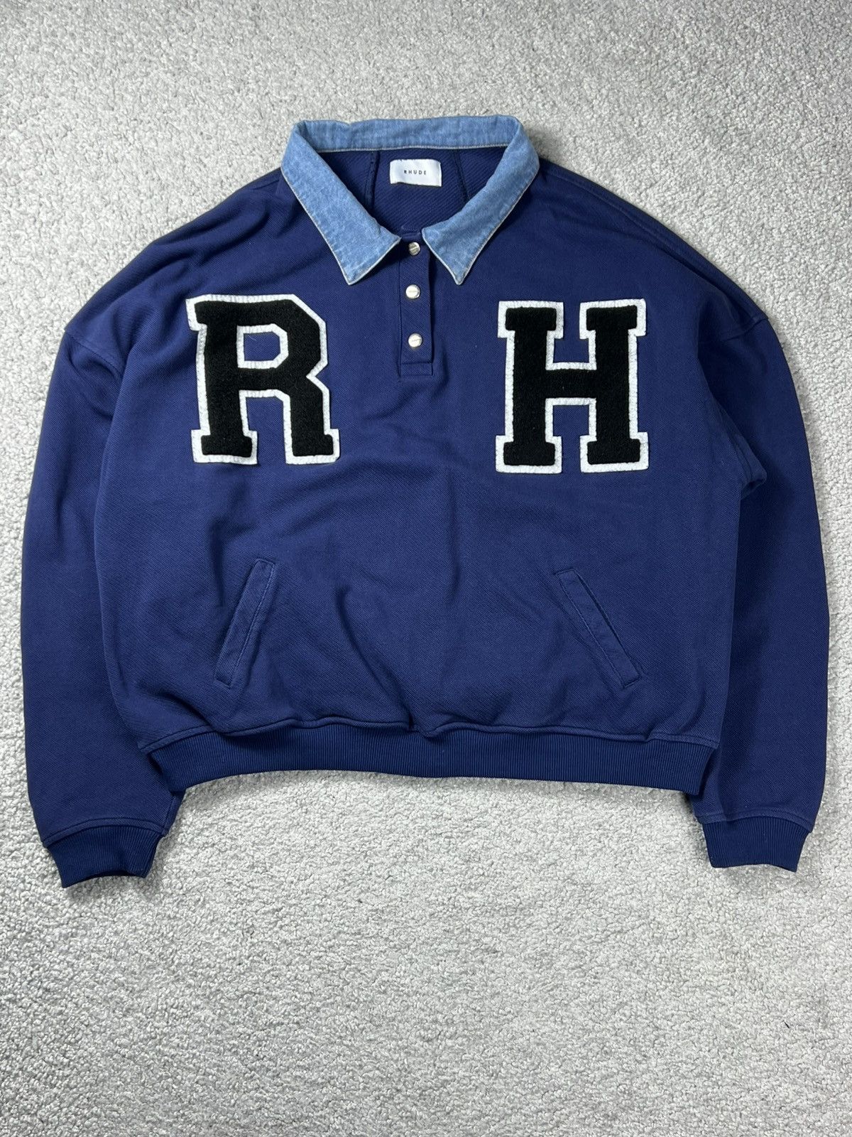 Rhude Rhude RH Collegiate Longsleeve Rugby “Navy” Size M Size US M / EU 48-50 / 2 - 1 Thumbnail