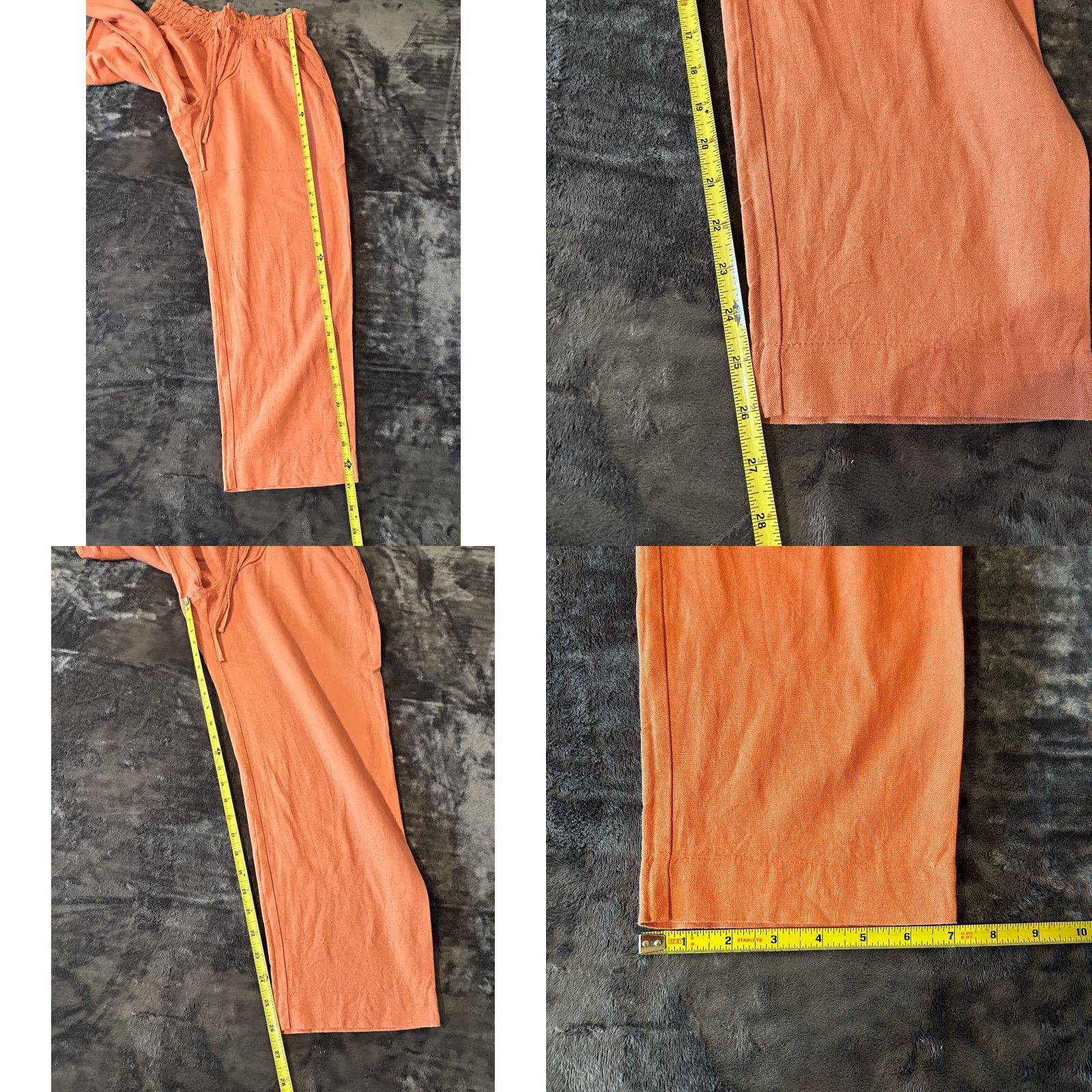 Vintage A New Day Linen Blend Pants Women M Orange Drawstring Pockets High Rise Flat Front Knit 26in Inseam 37in Seasonal Beach Bohemian 2021 Size 32" / US 10 / IT 46 - 10 Thumbnail