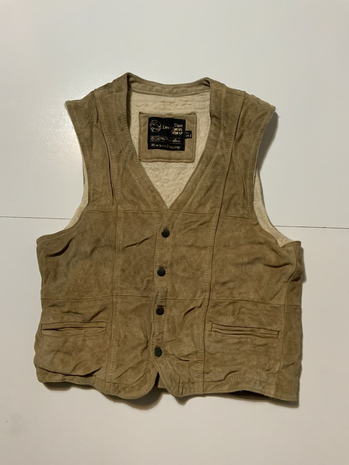 Vintage VTG 70s 80s Sears Leather Suede Sherpa Western Vest Jacket Size US M / EU 48-50 / 2 - 1 Thumbnail