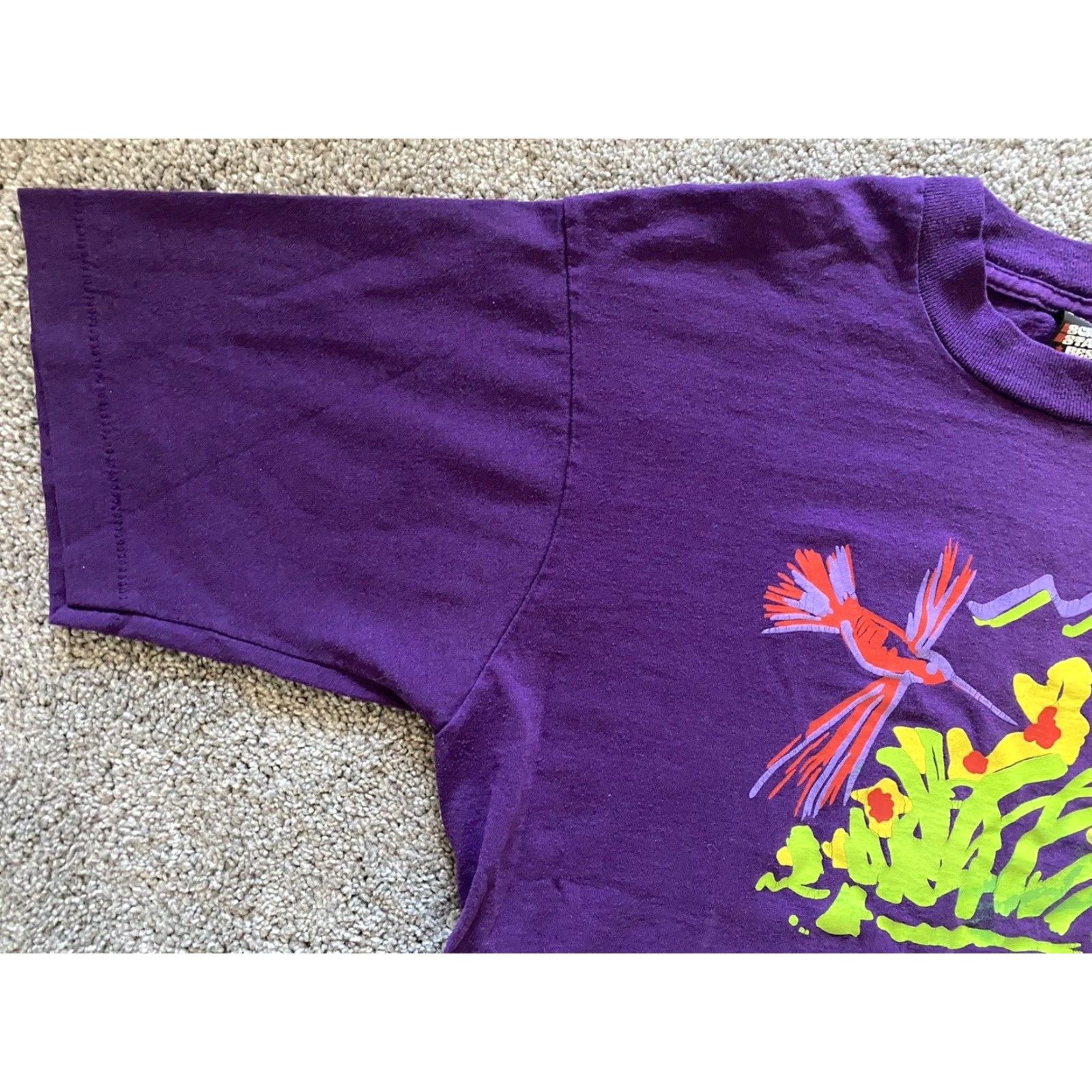 Vintage VINTAGE Screen Stars Best Shirt Mens L Short Sleeve Made USA Purple Hummingbird Size US L / EU 52-54 / 3 - 6 Thumbnail