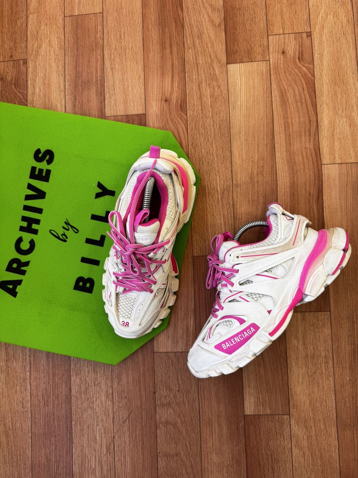 Balenciaga 💕🔥BALENCIAGA PINK / WHITE TRACK SNEAKERS Size US 8 / IT 38 - 1 Thumbnail