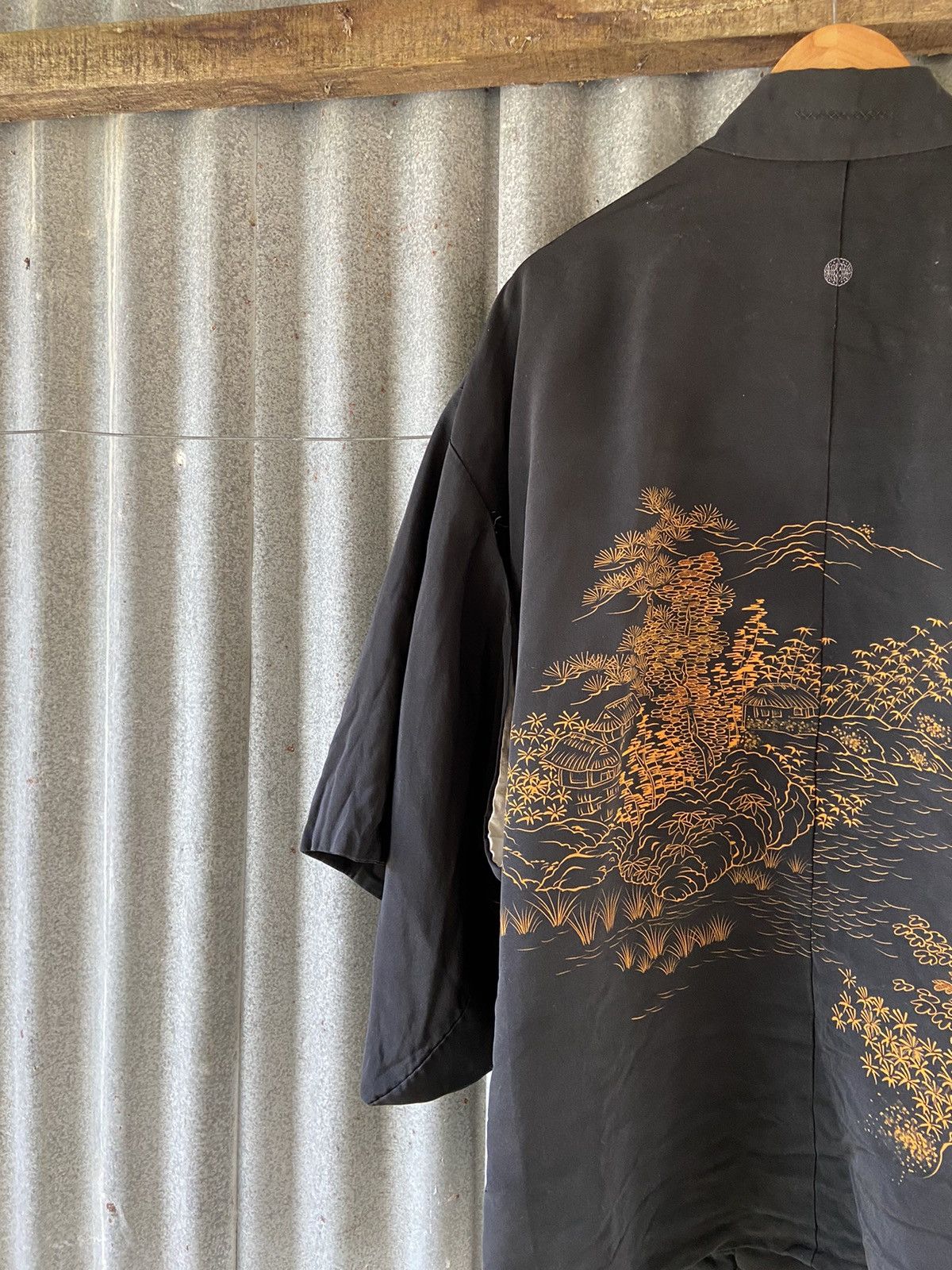 Komono Vintage Japanese Haori Silk Kimono Family Crest Black Size US M / EU 48-50 / 2 - 2 Thumbnail