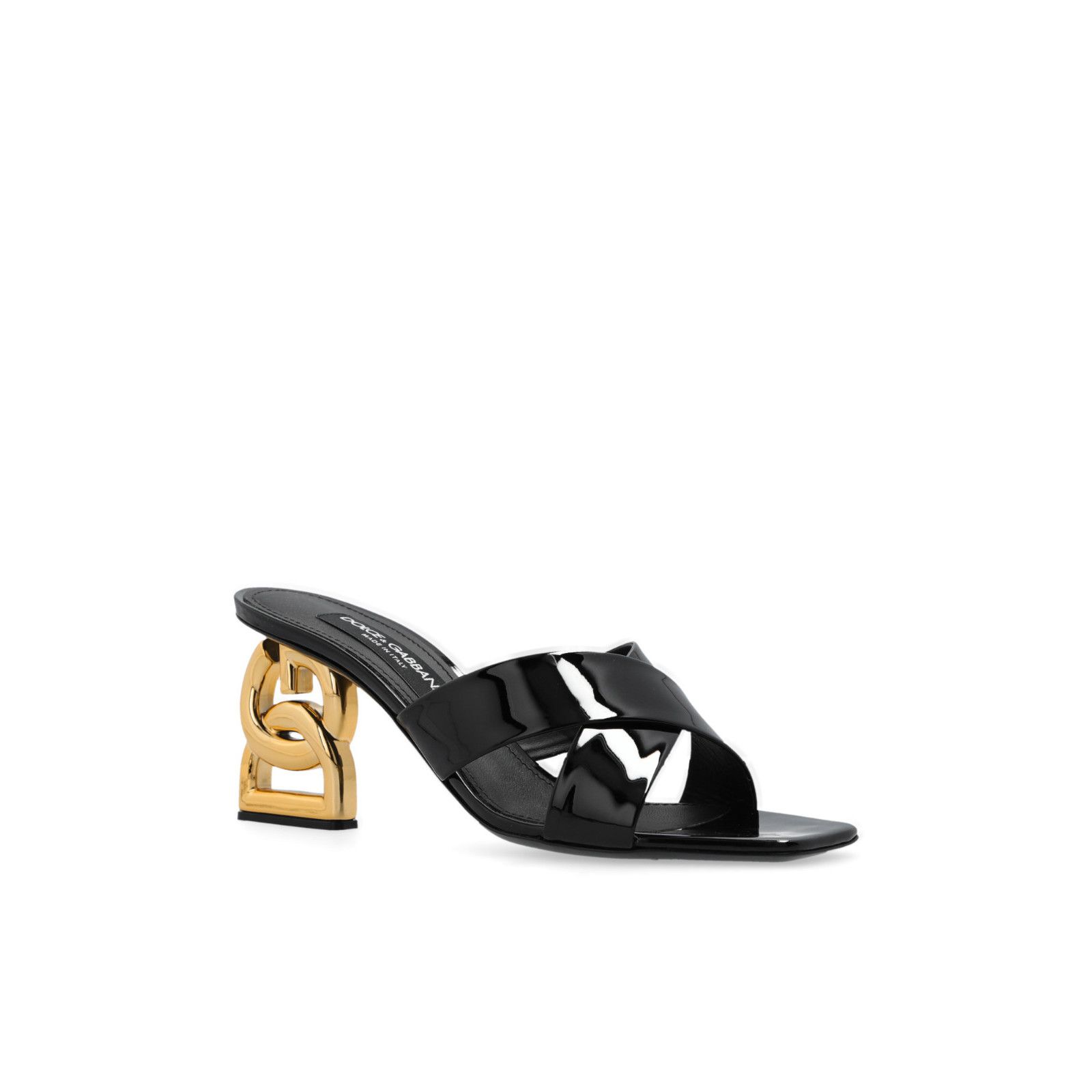 DOLCE&GABBANA Black Leather 90mm Heel Slides New & Authentic